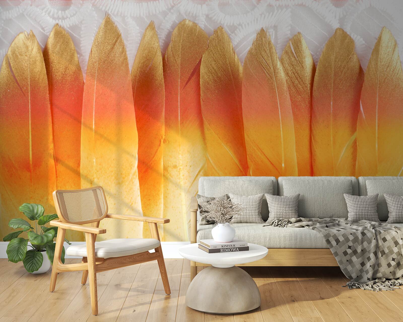 Fototapeta perie so žltým odtieňom na pozadí úsvitu