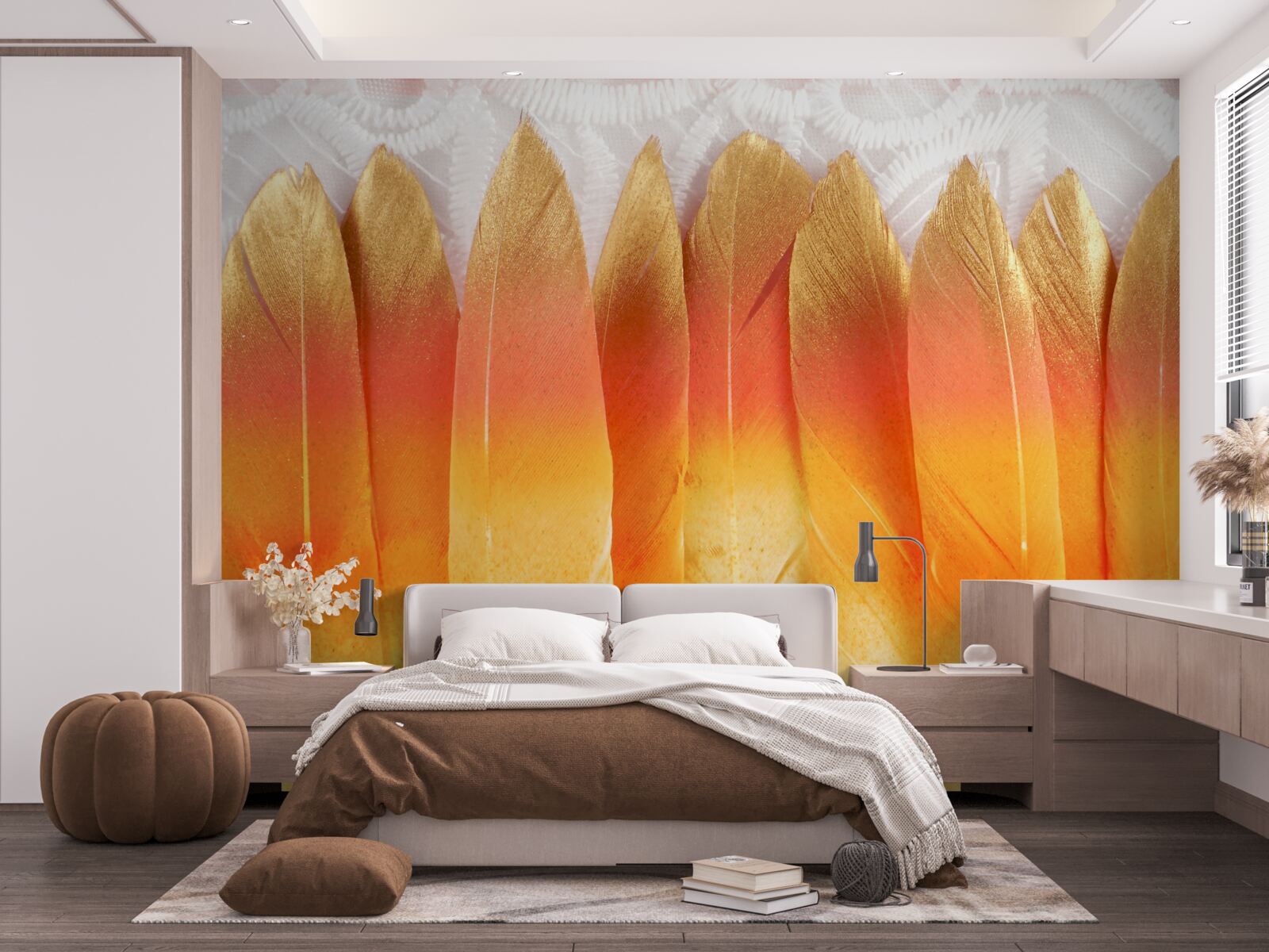 Fototapeta perie so žltým odtieňom na pozadí úsvitu