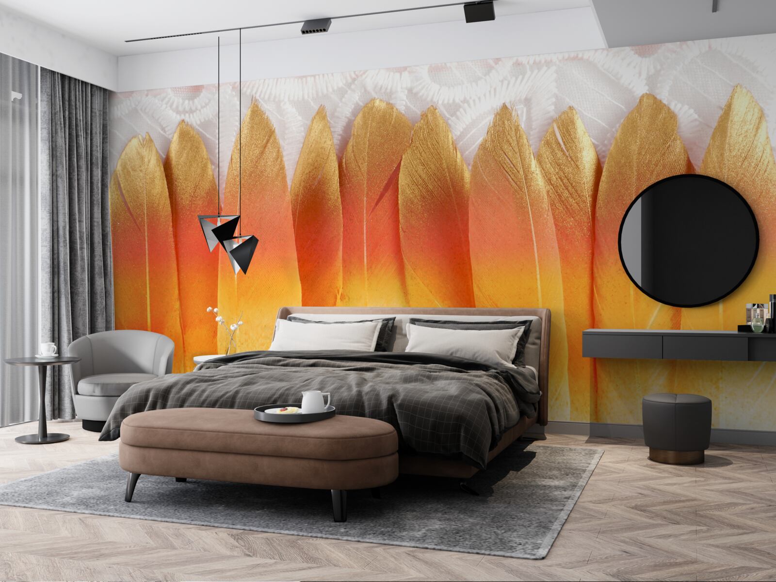 Fototapeta perie so žltým odtieňom na pozadí úsvitu