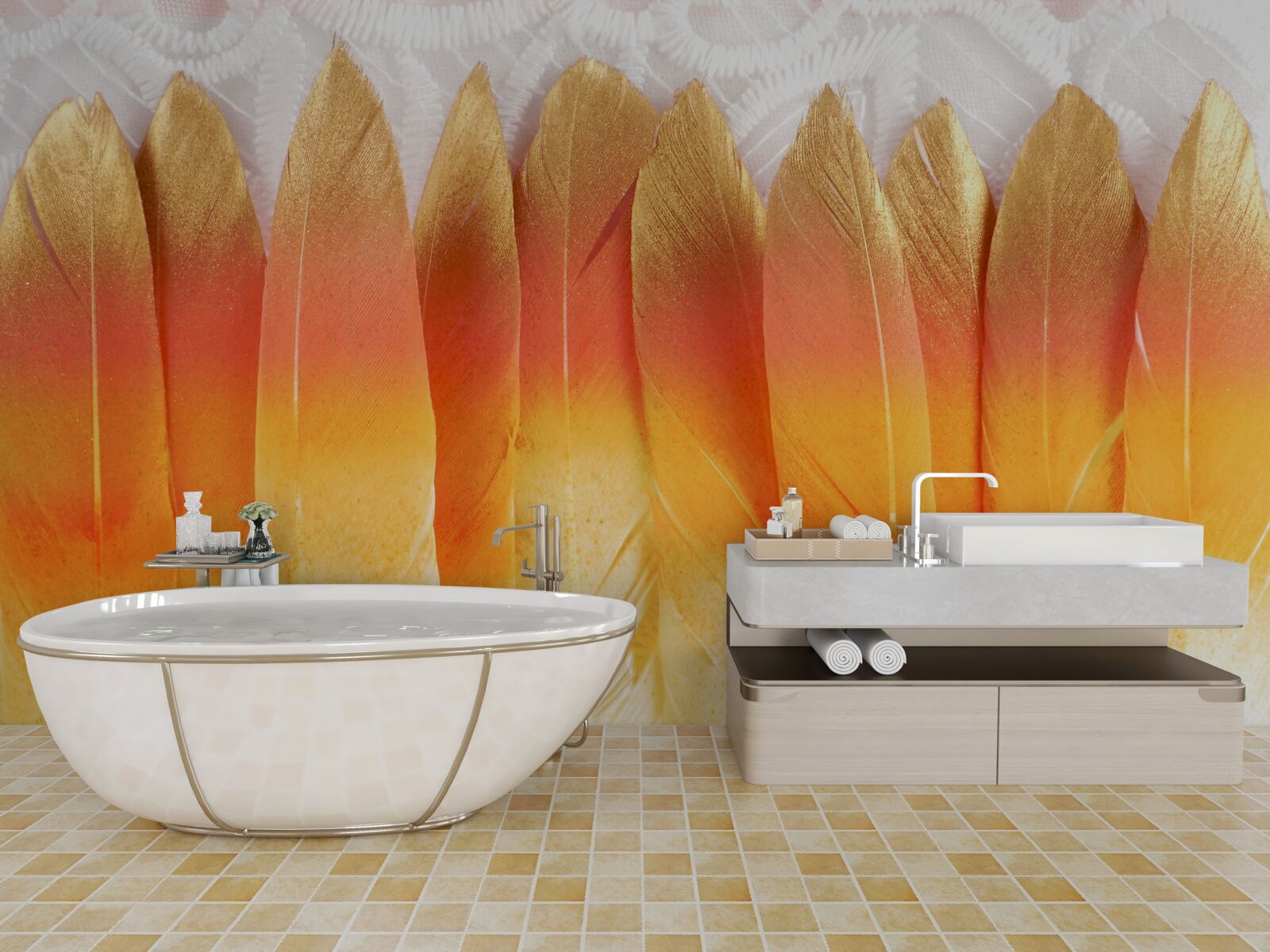 Fototapeta perie so žltým odtieňom na pozadí úsvitu