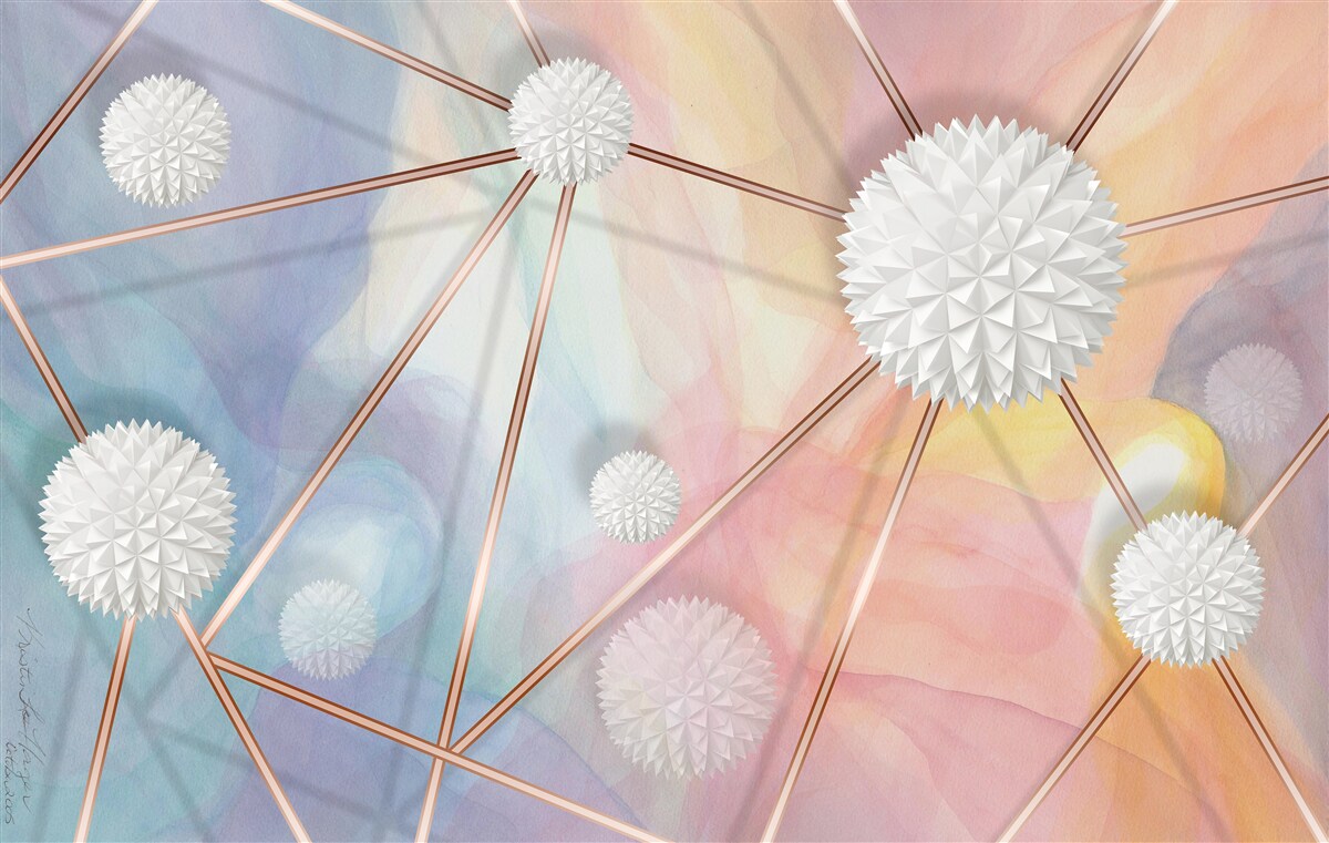 Fototapeta gule plávajúce vo vzduchu a laná, ktoré ich spájajú, vyrobené zo zlata