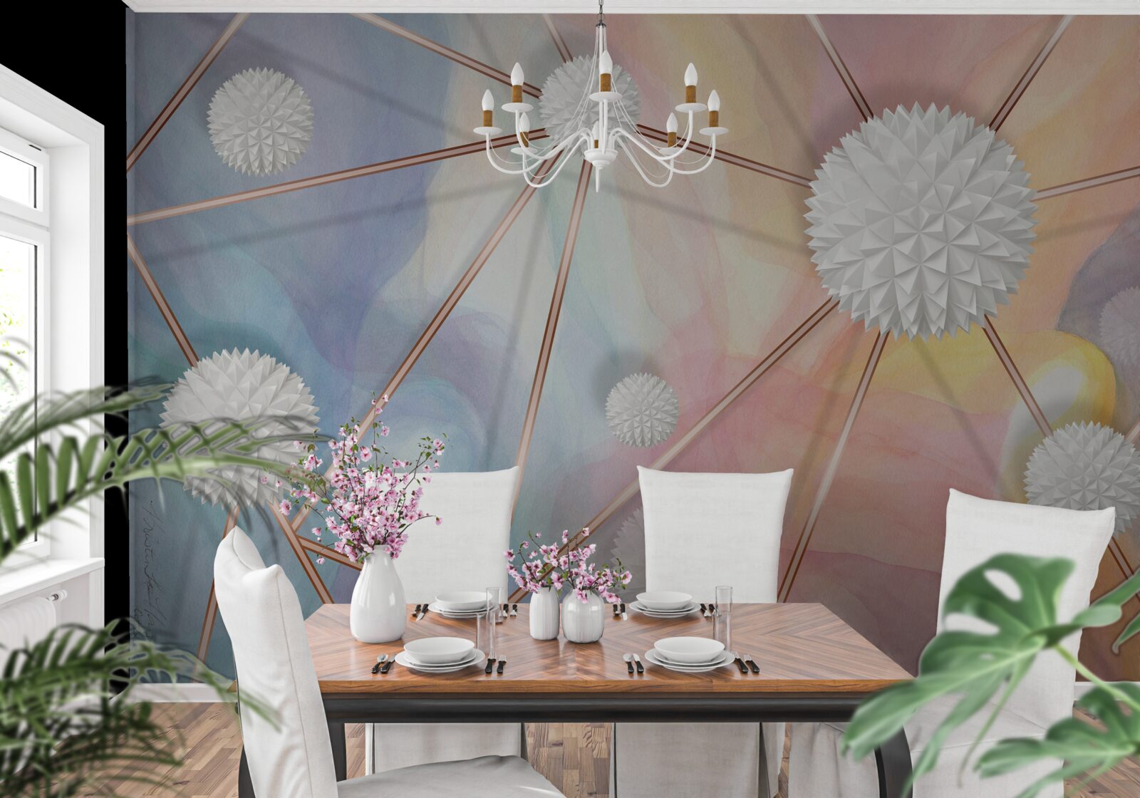 Fototapeta gule plávajúce vo vzduchu a laná, ktoré ich spájajú, vyrobené zo zlata