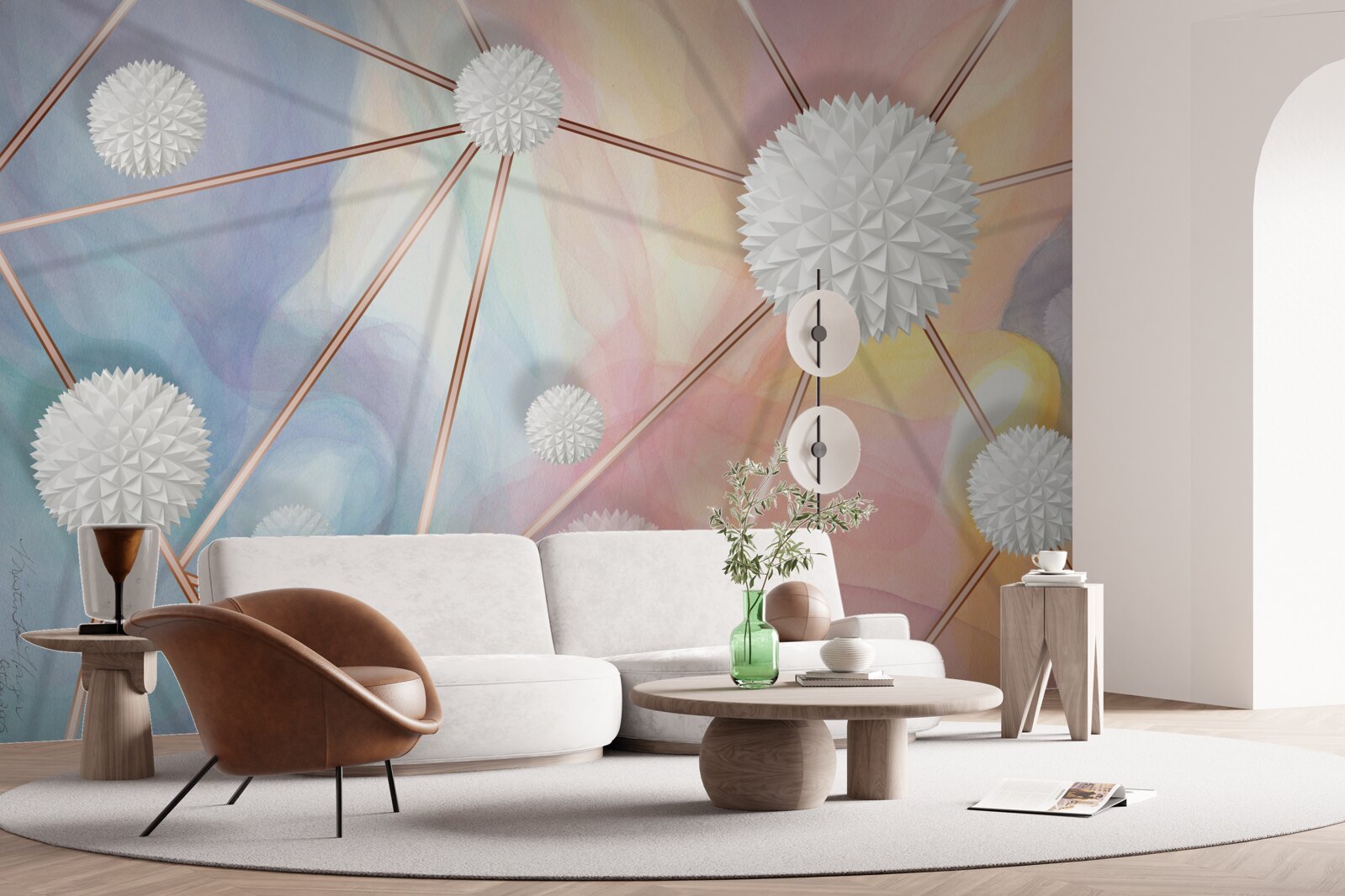 Fototapeta gule plávajúce vo vzduchu a laná, ktoré ich spájajú, vyrobené zo zlata