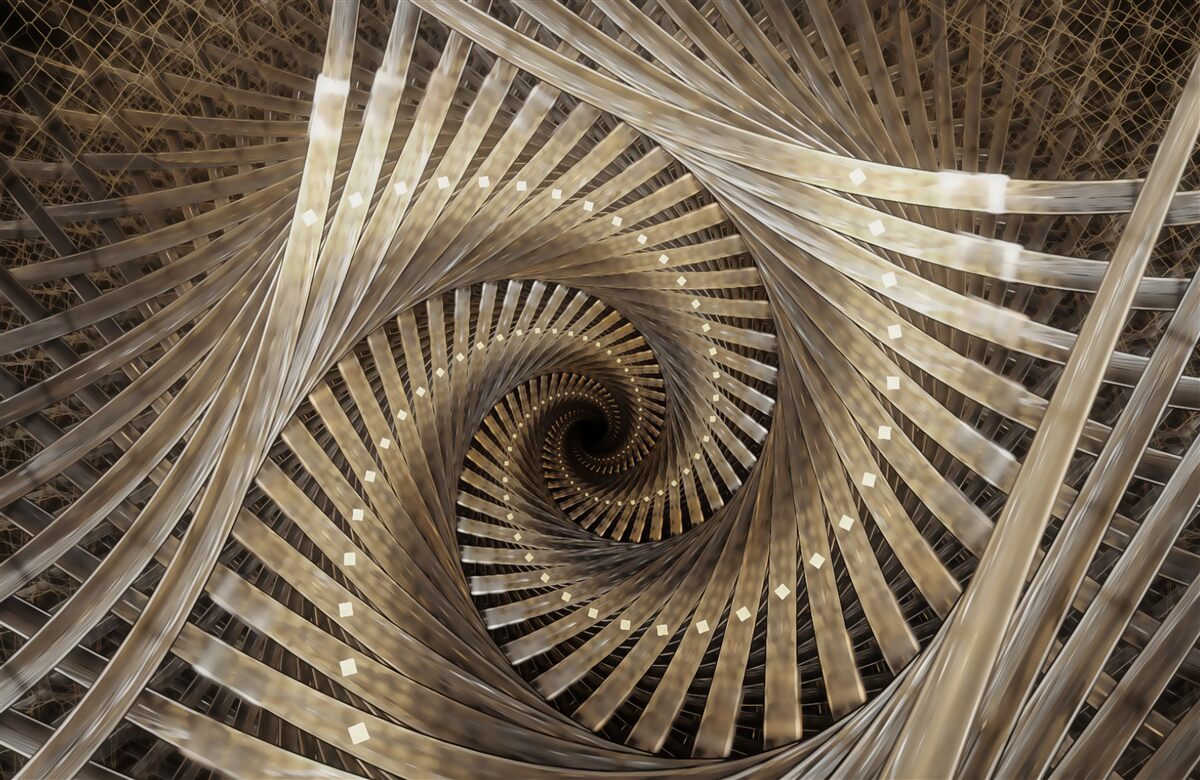 Fototapeta v perspektíve môžete vidieť kruhové schodisko