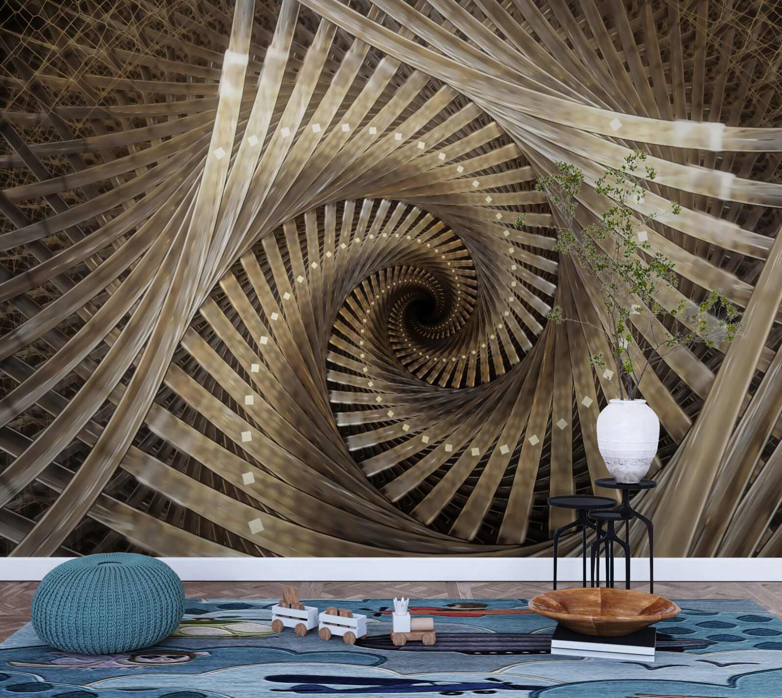 Fototapeta v perspektíve môžete vidieť kruhové schodisko