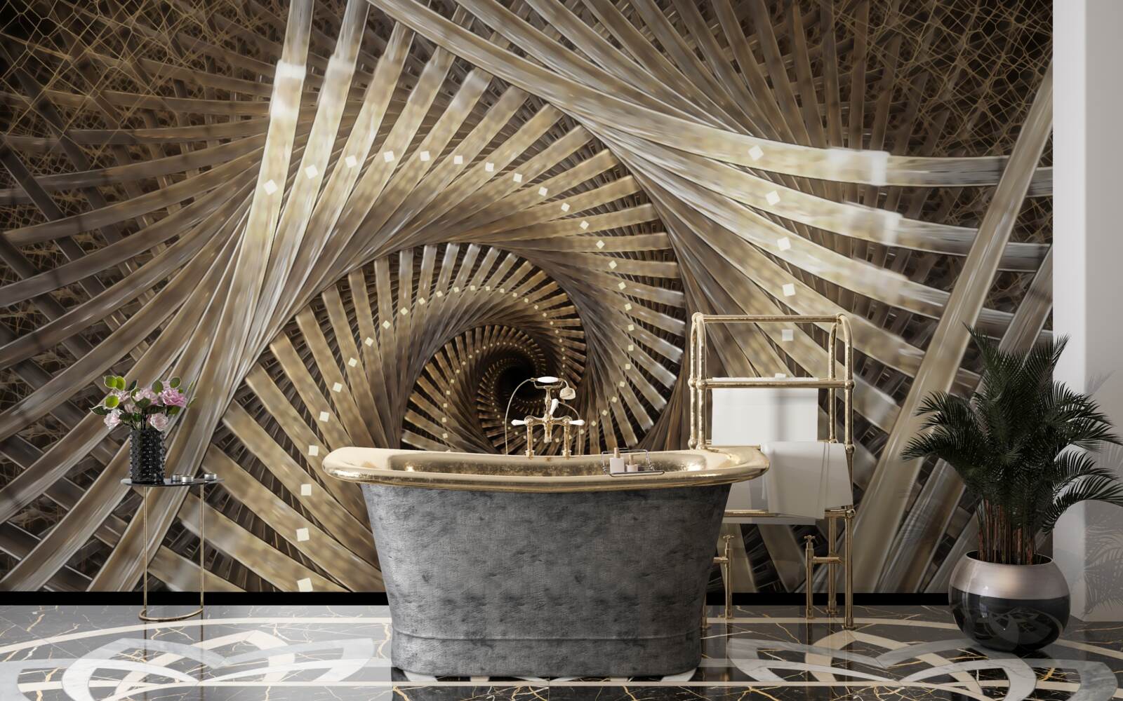 Fototapeta v perspektíve môžete vidieť kruhové schodisko