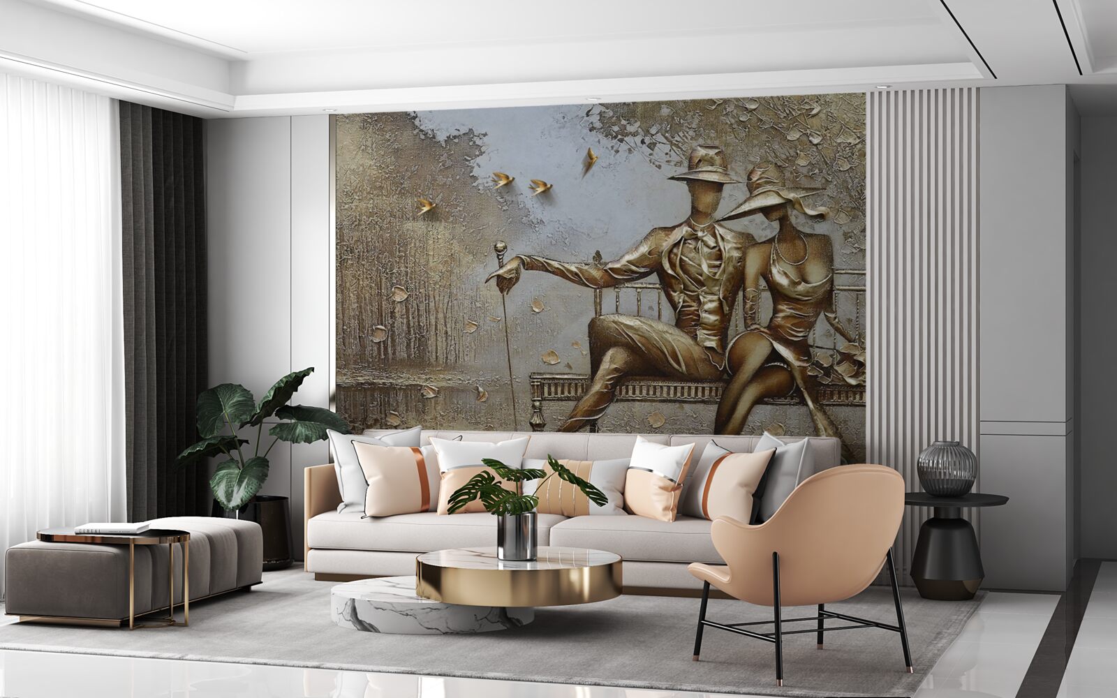 Fototapeta mladí milenci na lavičke počas lejaku