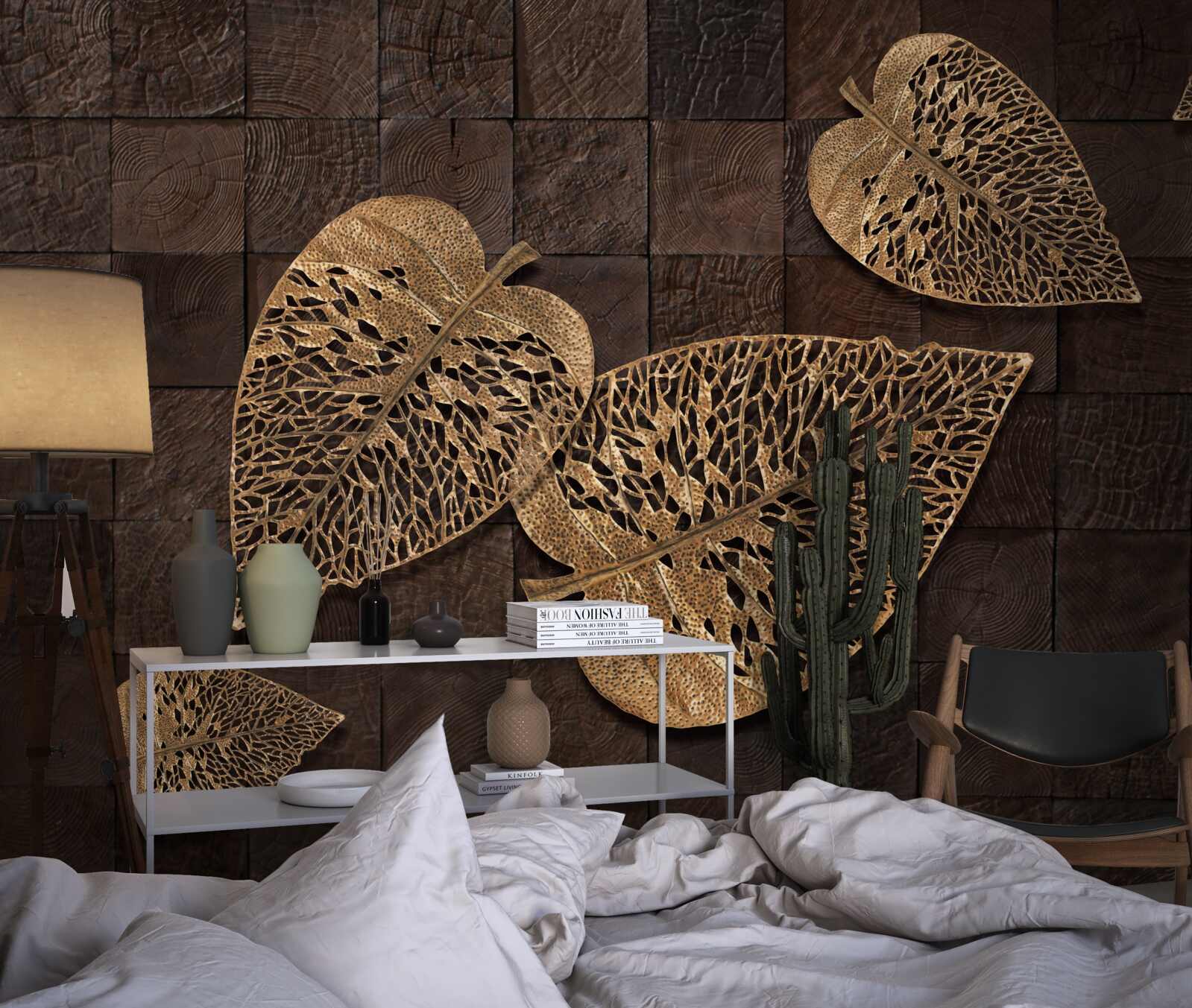 Fototapeta hnedé kovové listy