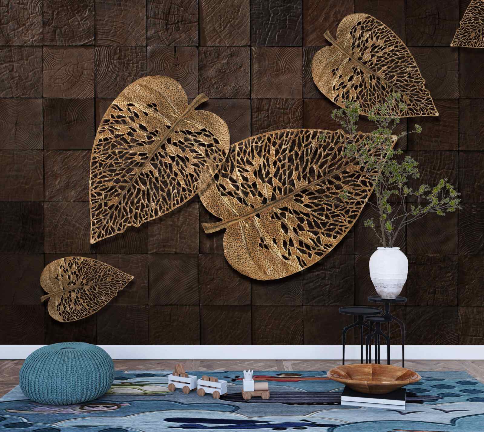 Fototapeta hnedé kovové listy