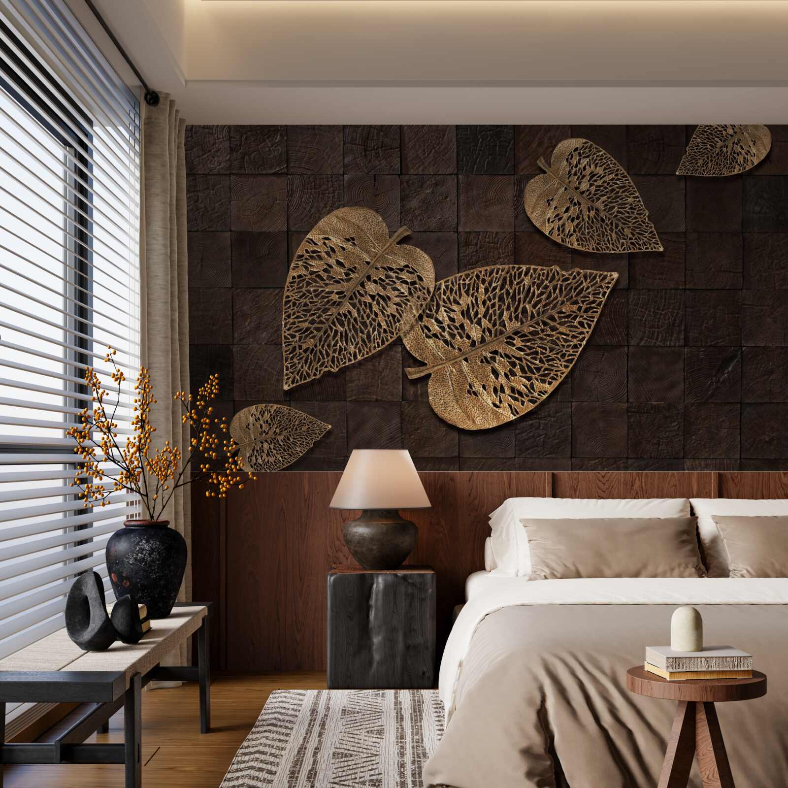 Fototapeta hnedé kovové listy