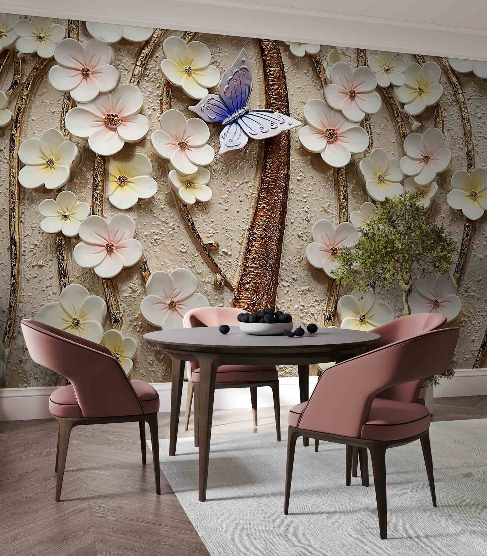 Fototapeta mäkké púčiky a modrý motýľ