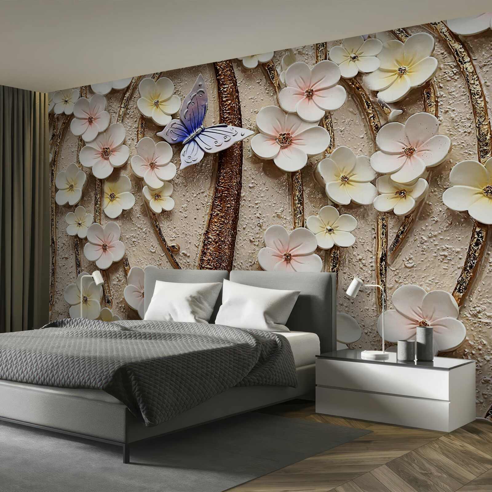 Fototapeta mäkké púčiky a modrý motýľ