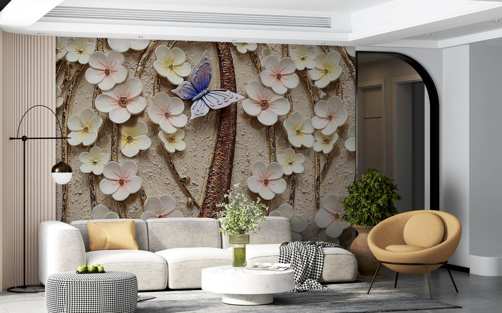 Fototapeta mäkké púčiky a modrý motýľ