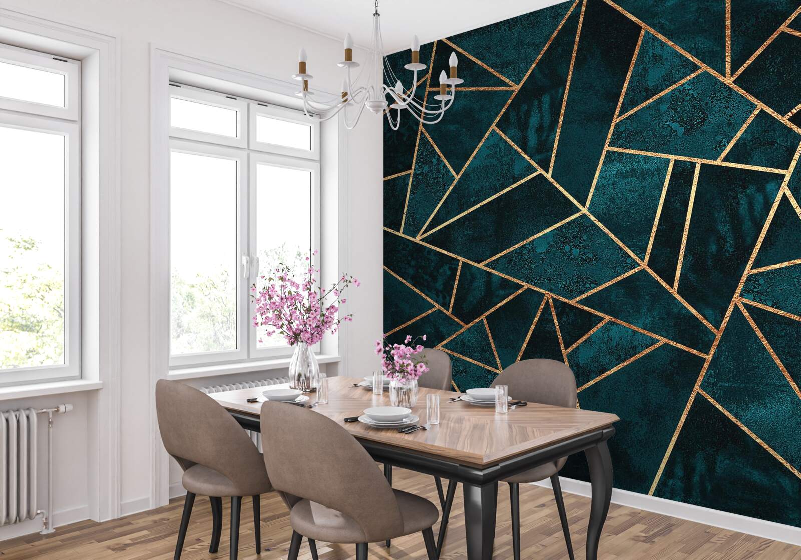 Fototapeta mozaika v smaragdových a zlatých tónoch