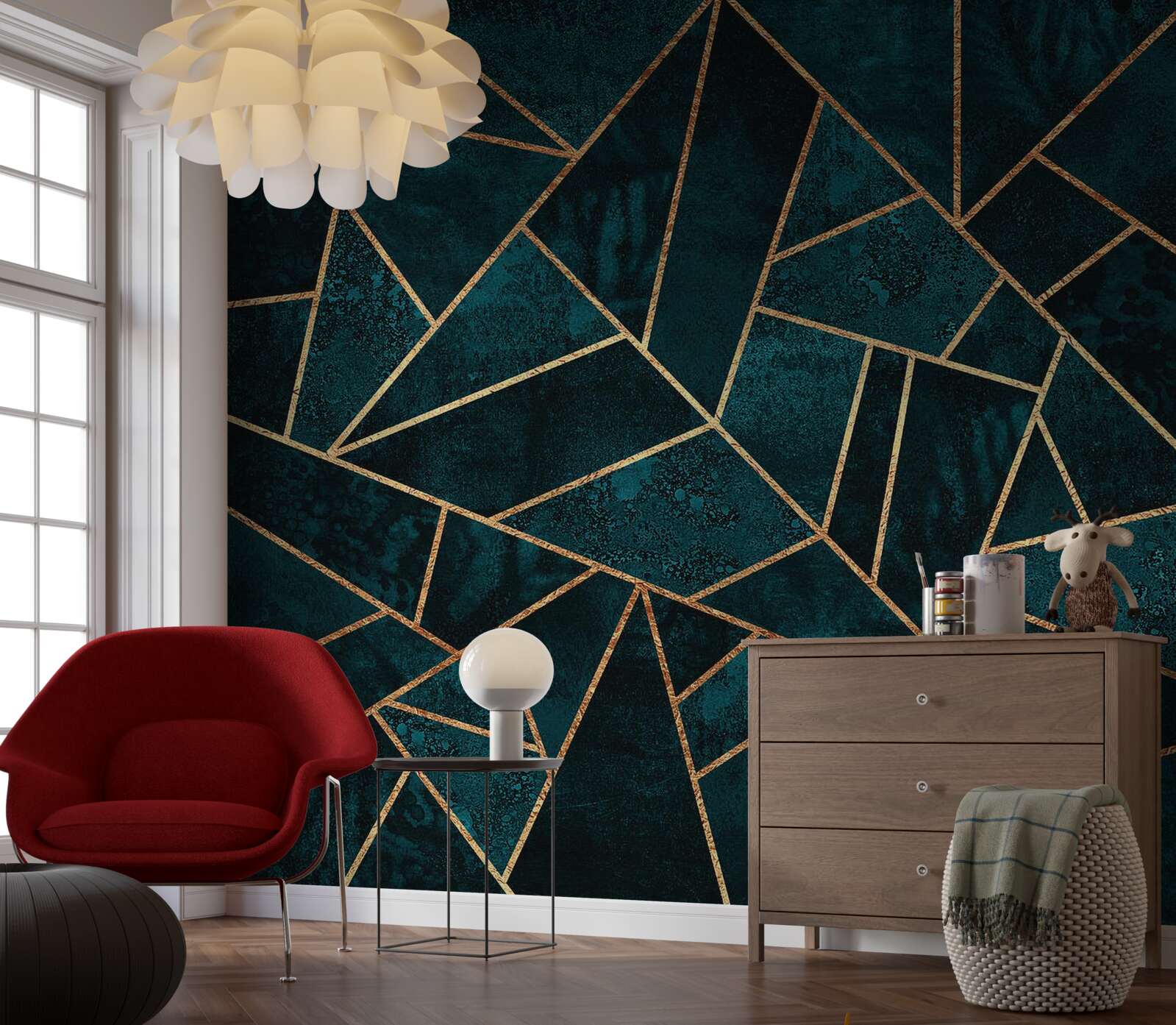 Fototapeta mozaika v smaragdových a zlatých tónoch