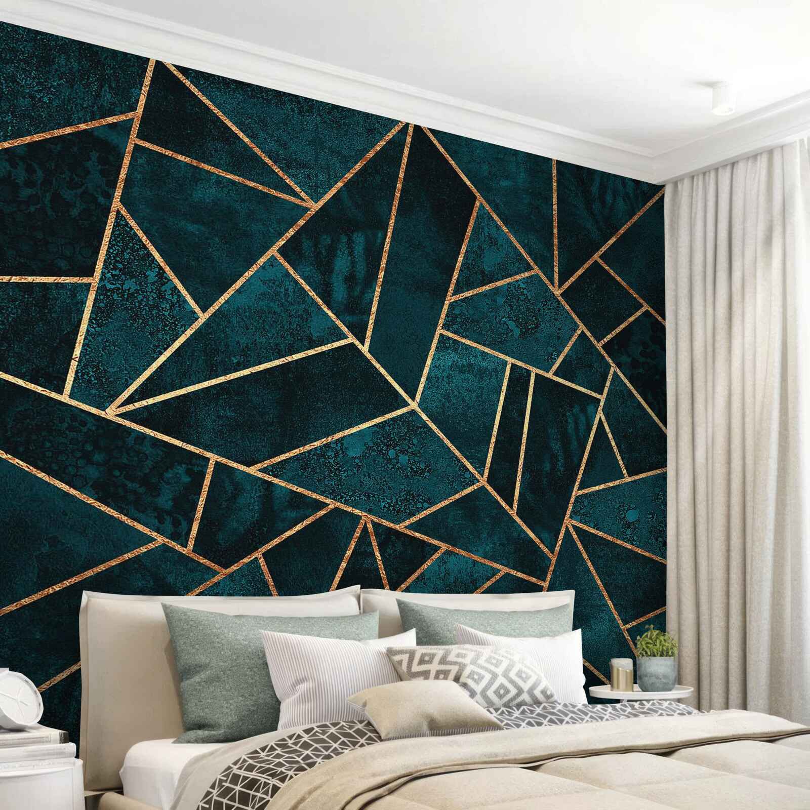 Fototapeta mozaika v smaragdových a zlatých tónoch