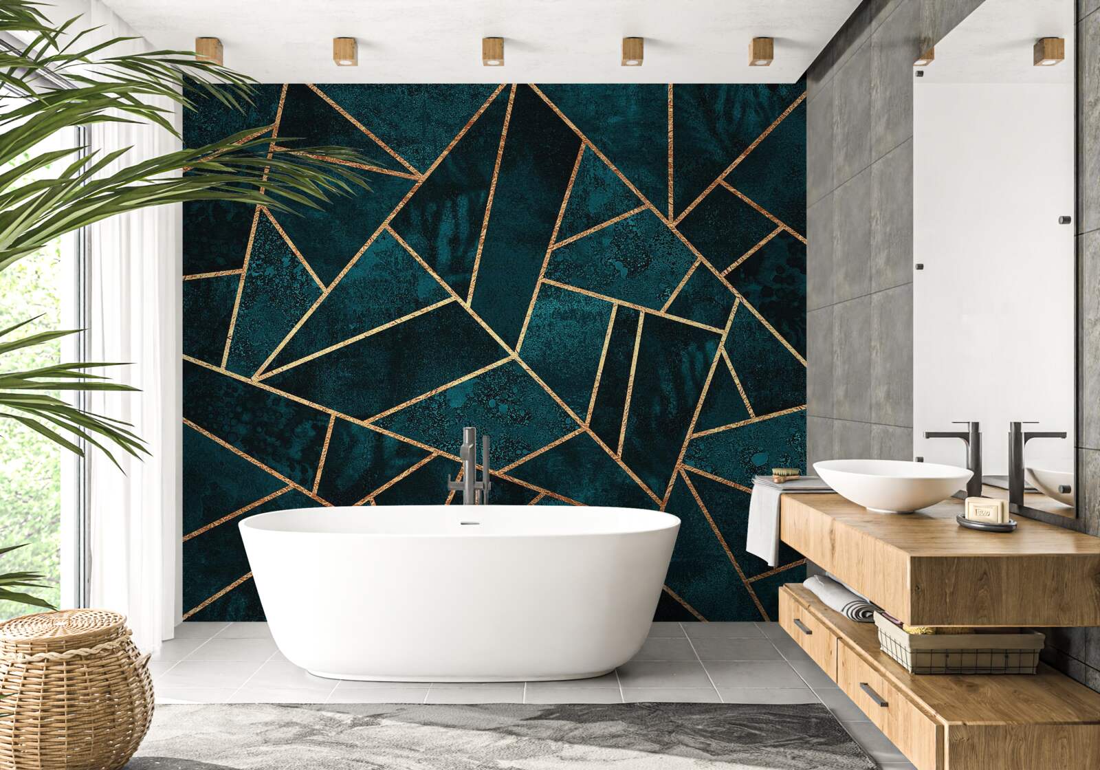 Fototapeta mozaika v smaragdových a zlatých tónoch