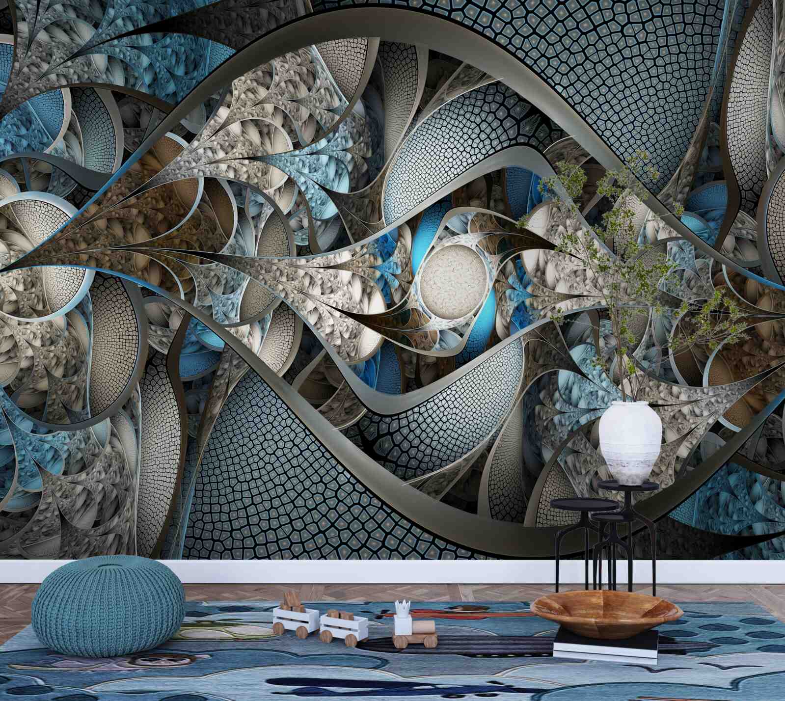 Fototapeta zloženie zakrivených čiar a farebných škvŕn