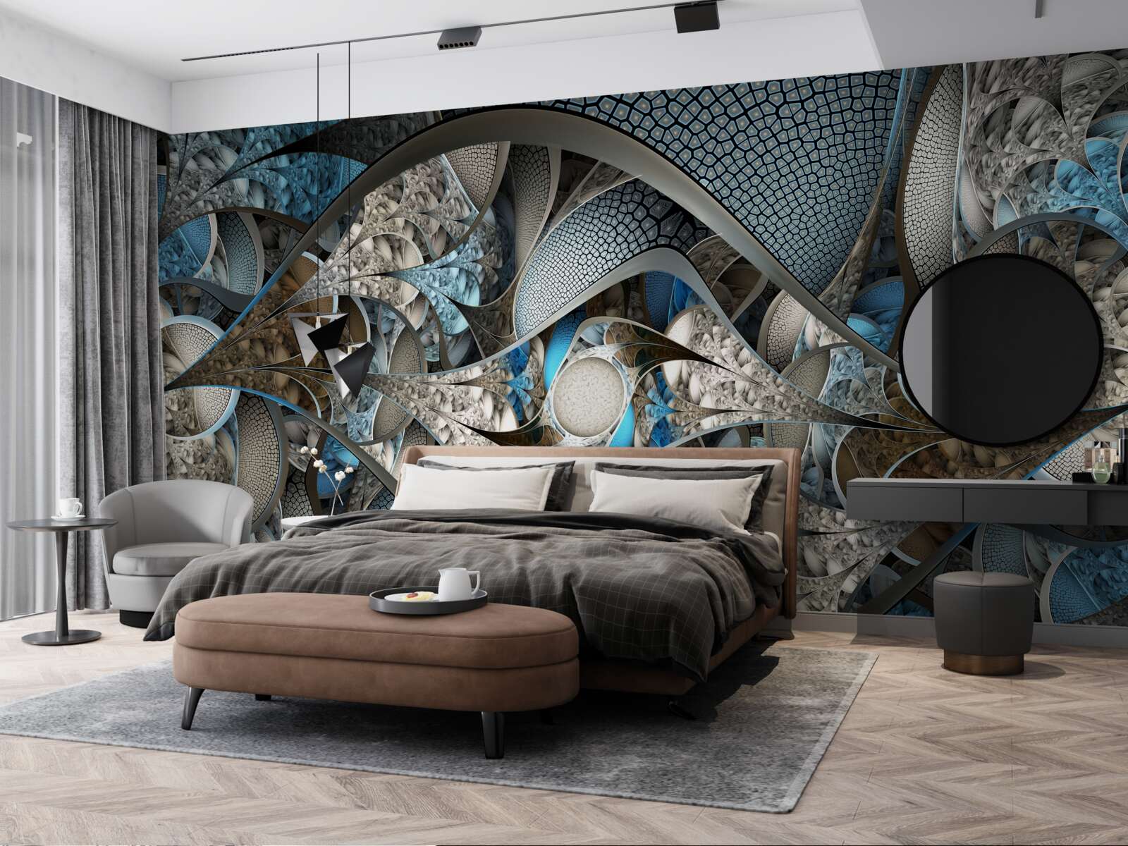 Fototapeta zloženie zakrivených čiar a farebných škvŕn