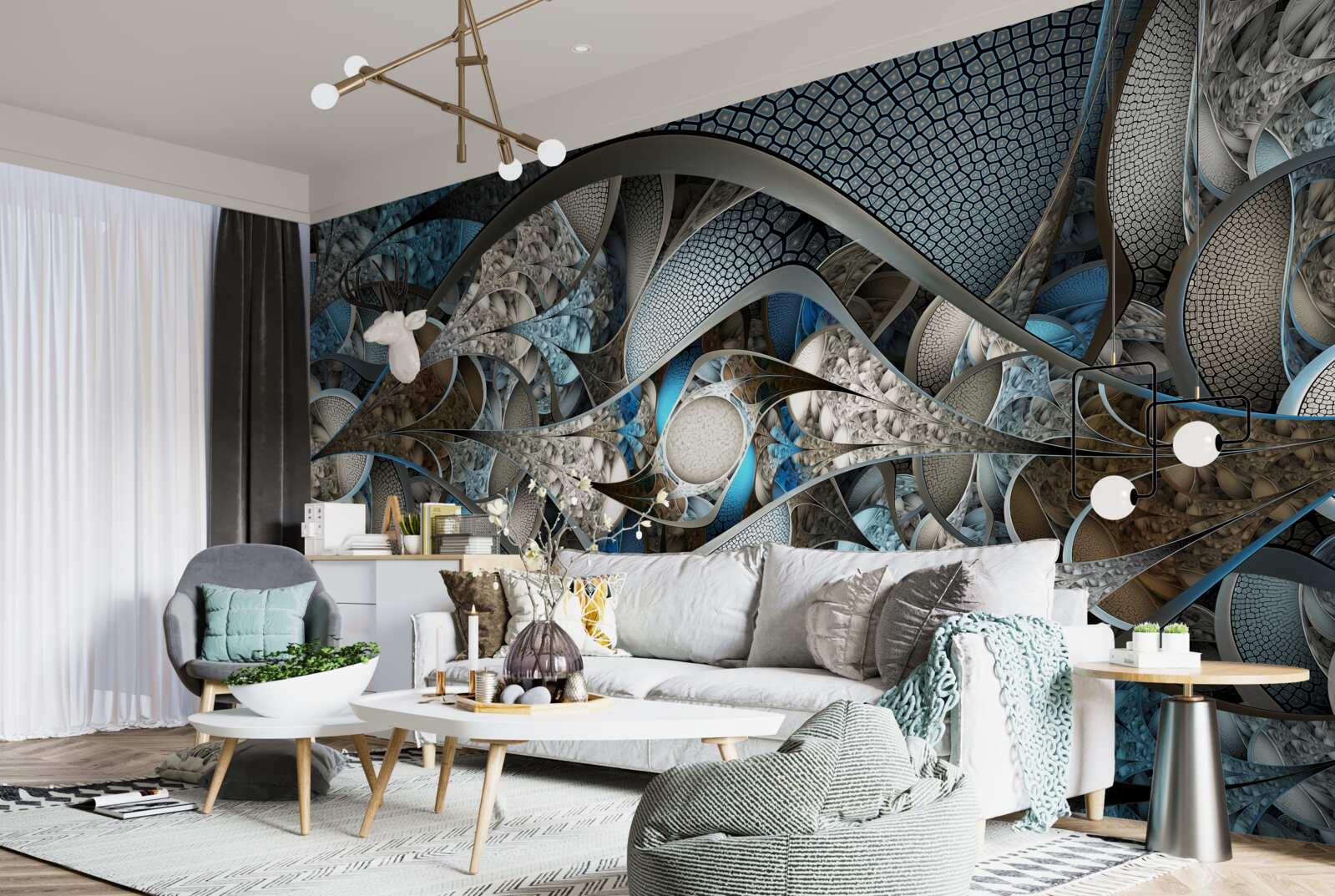 Fototapeta zloženie zakrivených čiar a farebných škvŕn