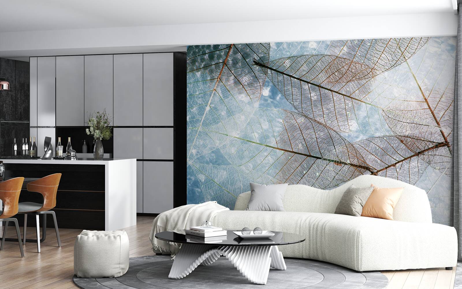 Fototapeta listy priehľadné proti oblohe