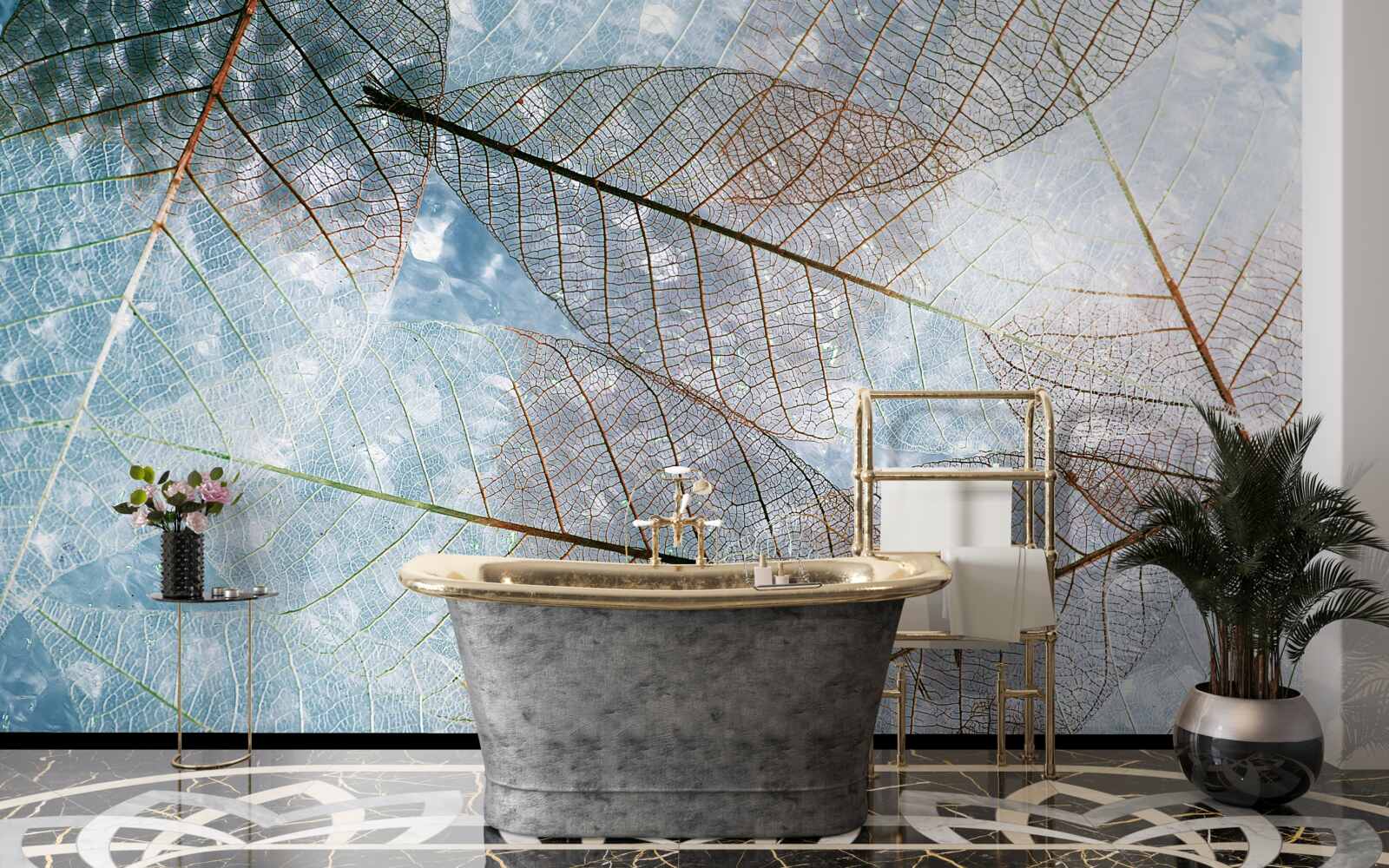 Fototapeta listy priehľadné proti oblohe