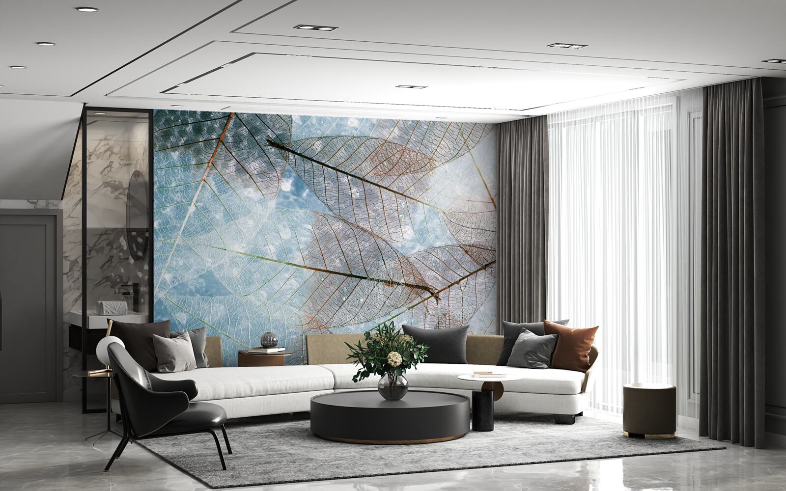 Fototapeta listy priehľadné proti oblohe