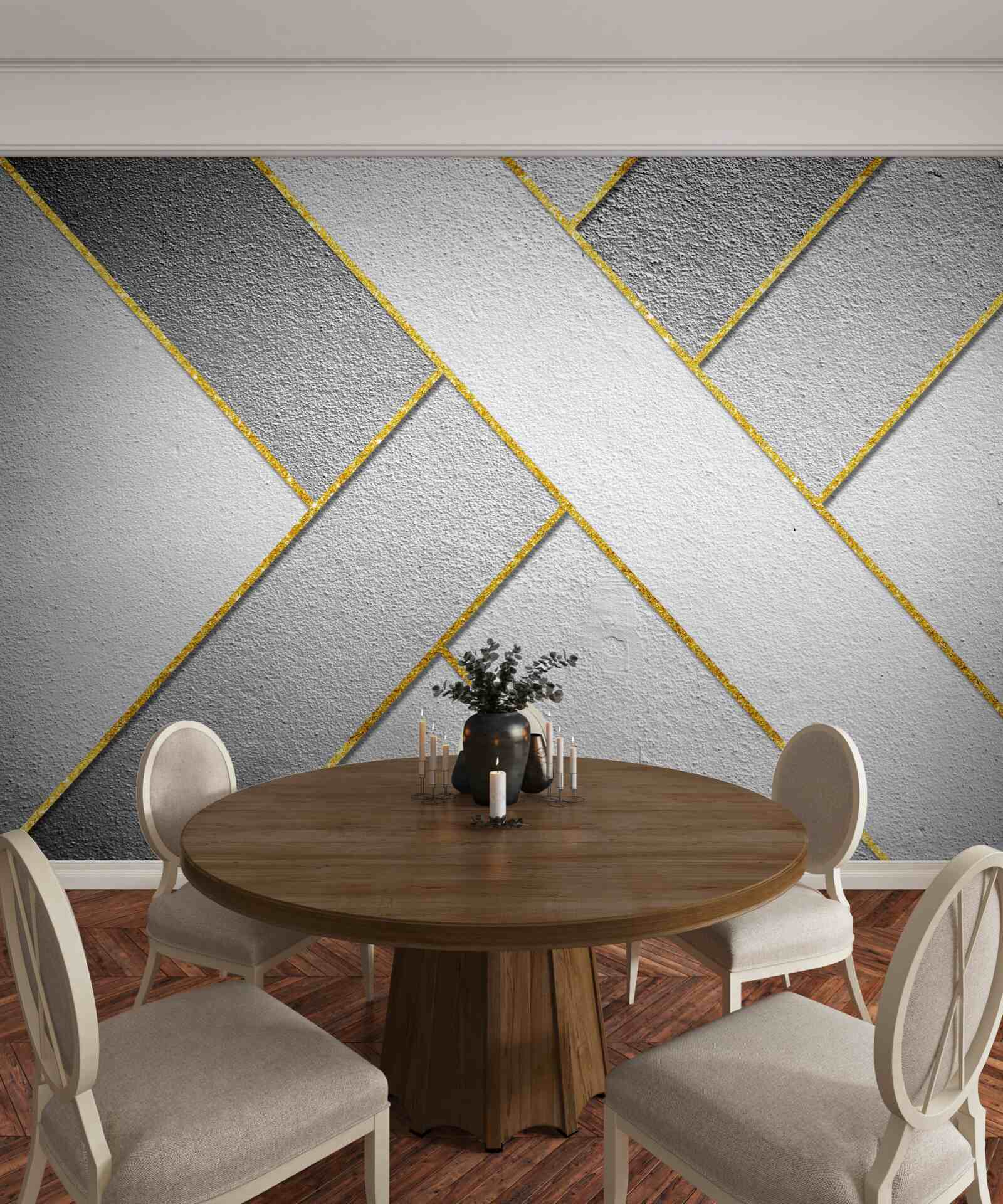 Fototapeta zlaté rovné čiary na sivom pozadí