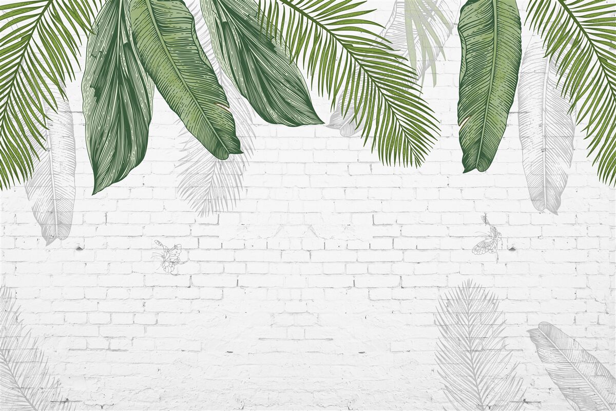 Fototapeta tehla je dôkladne pokrytá zelenými listami
