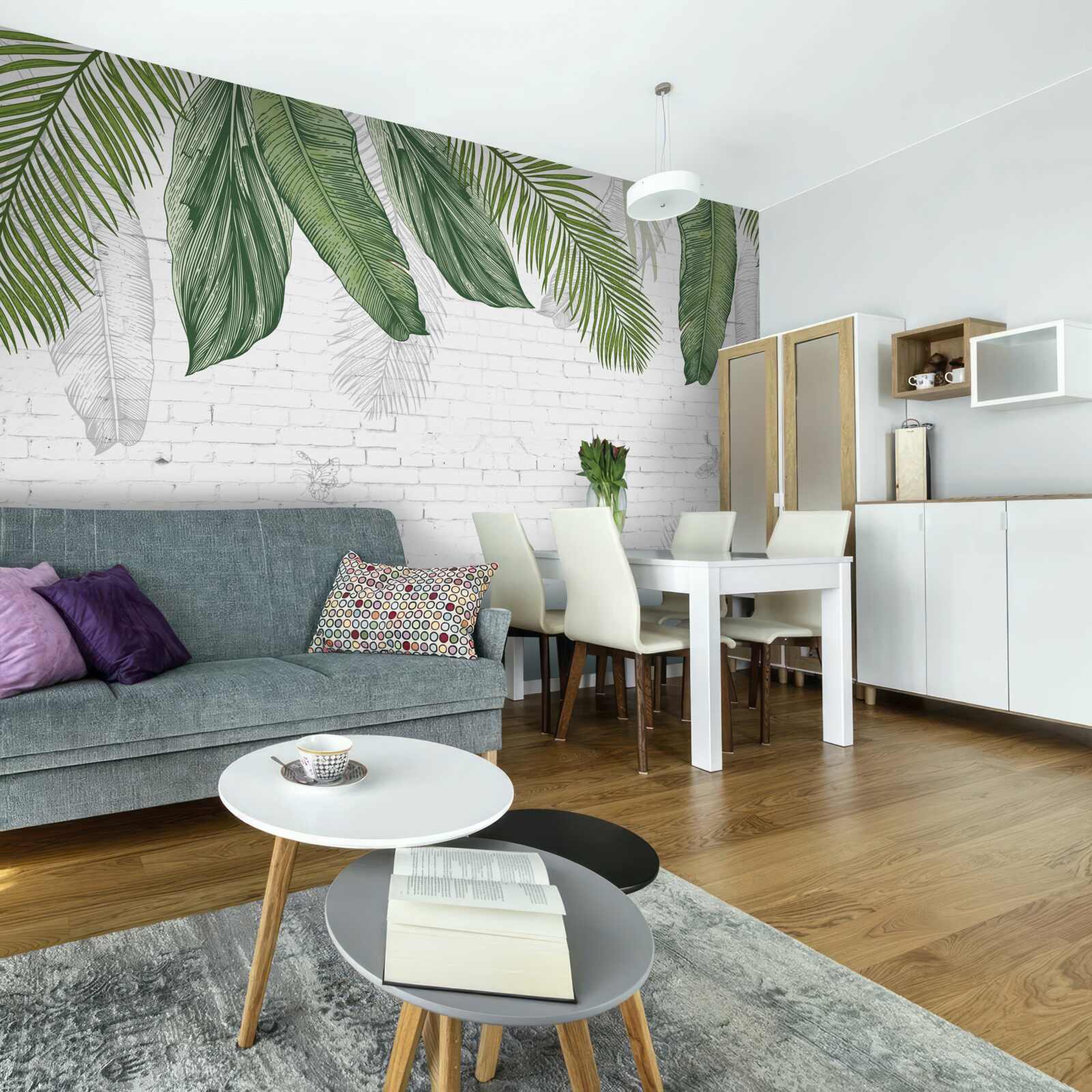 Fototapeta tehla je dôkladne pokrytá zelenými listami