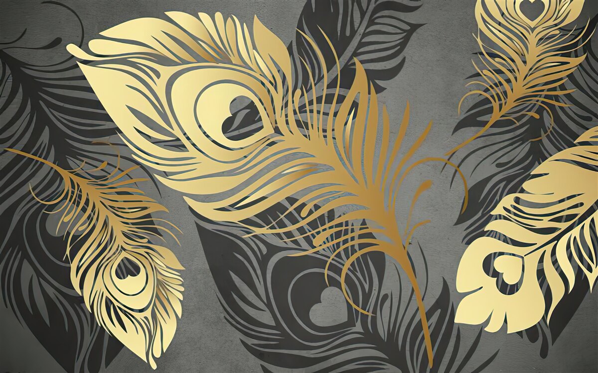 Fototapeta pierka s ažúrovým zlatým zdobením