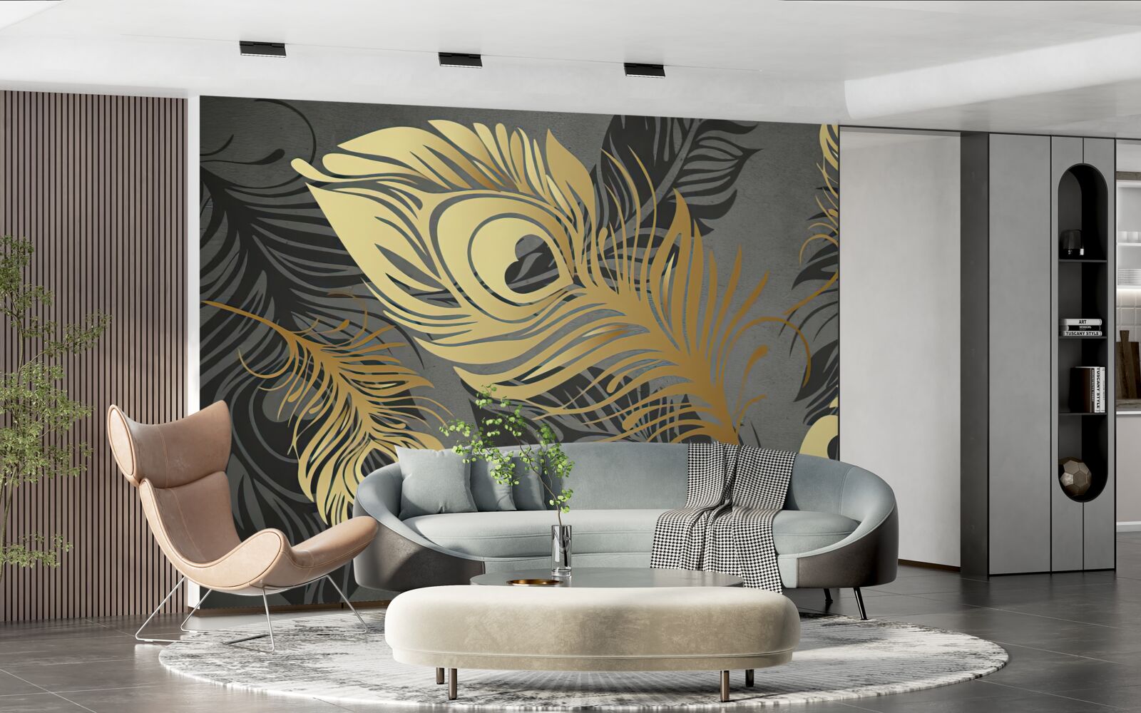 Fototapeta pierka s ažúrovým zlatým zdobením