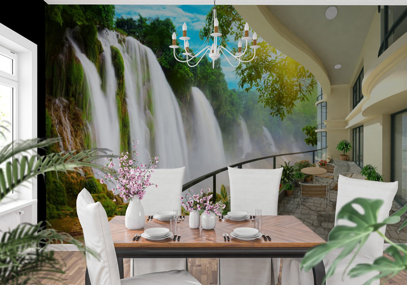 Fototapeta nádherná terasa s panoramatickým výhľadom na vodopád