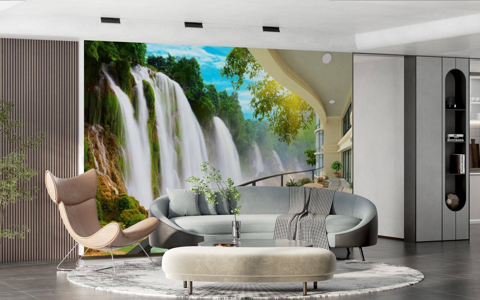 Fototapeta nádherná terasa s panoramatickým výhľadom na vodopád