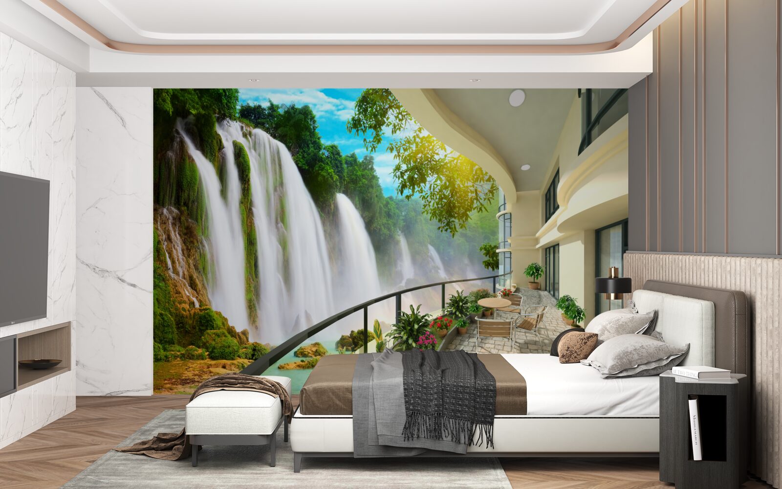 Fototapeta nádherná terasa s panoramatickým výhľadom na vodopád