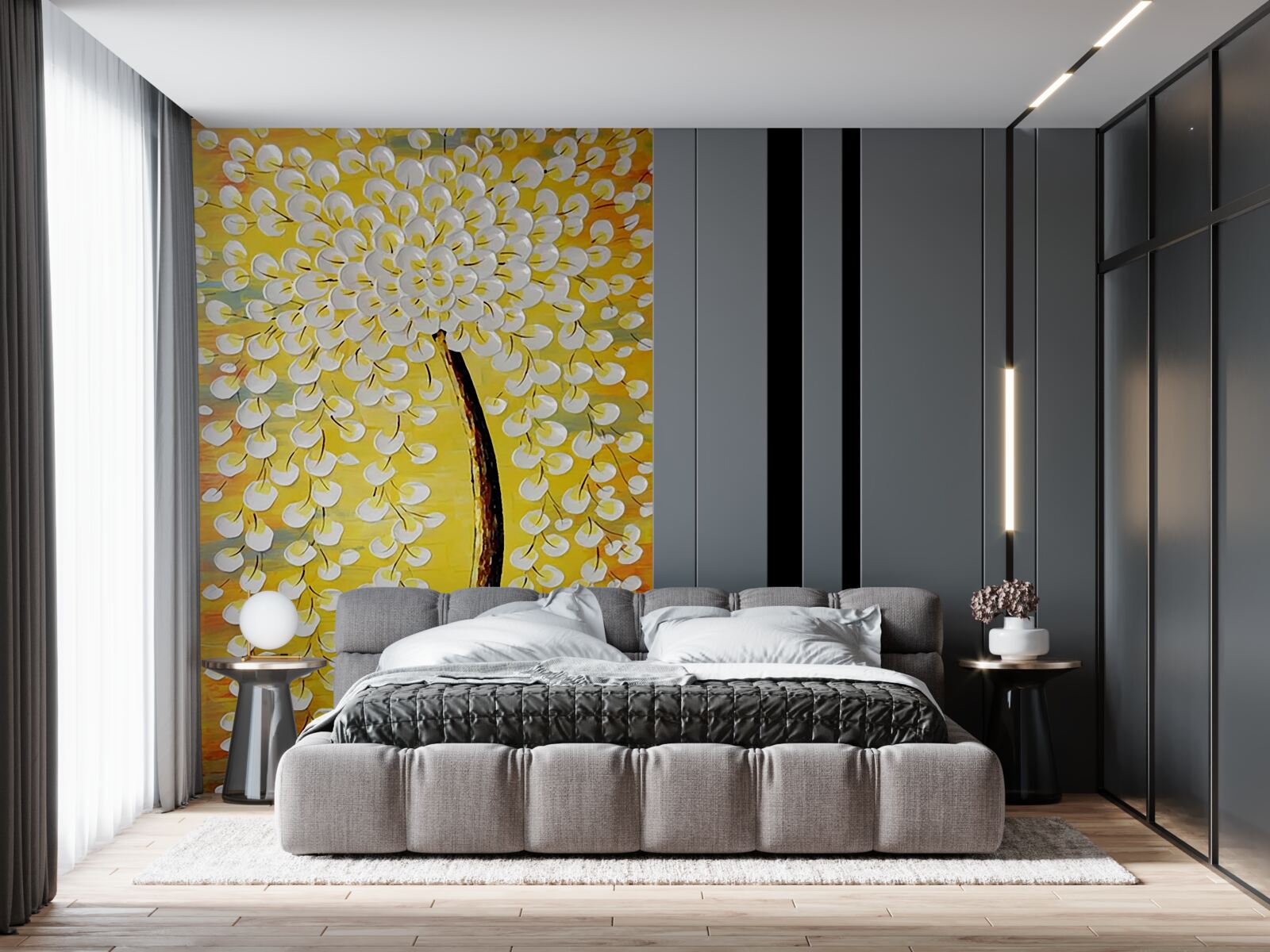 Fototapeta olejomaľba zobrazujúca kvitnúci strom