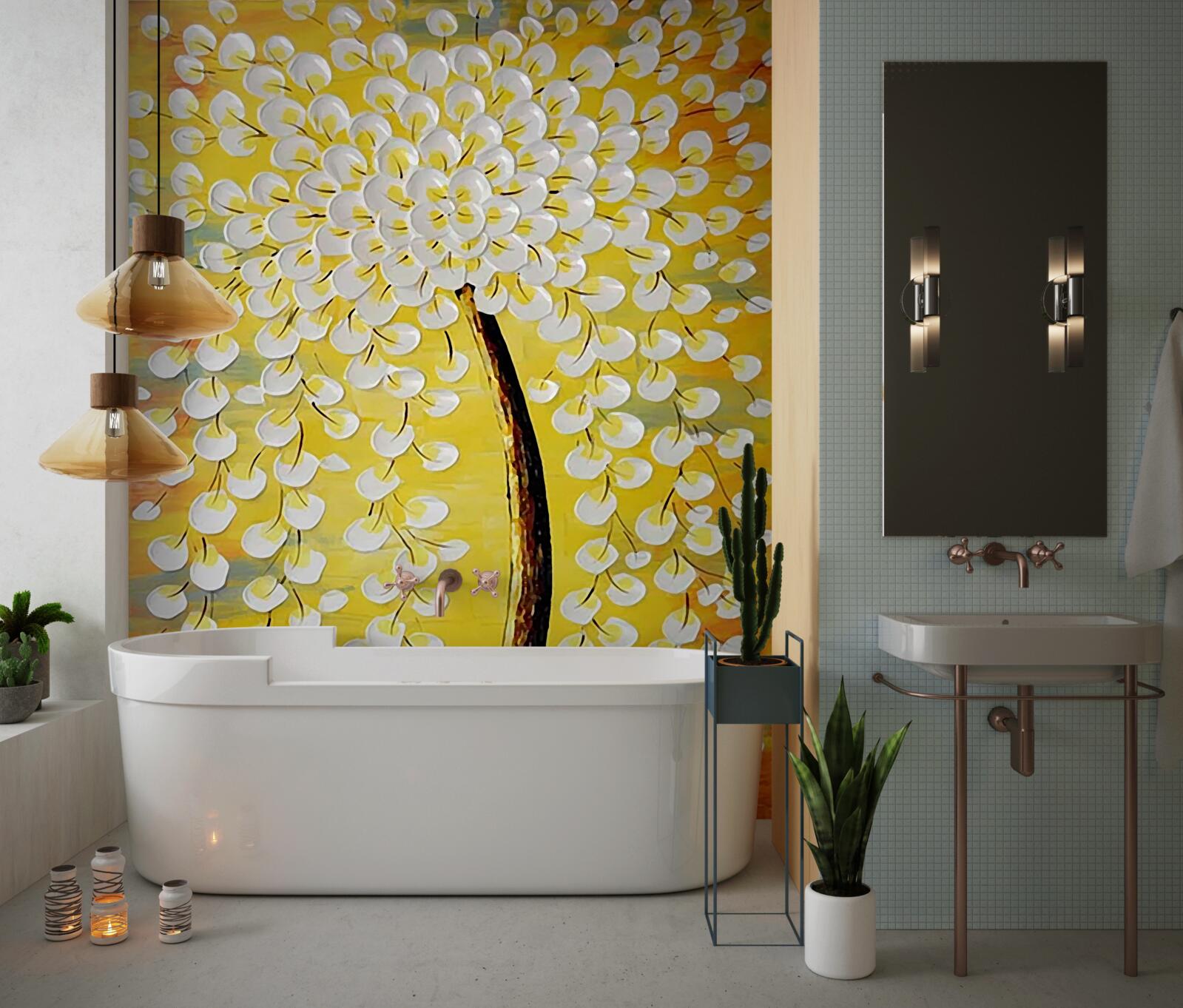 Fototapeta olejomaľba zobrazujúca kvitnúci strom