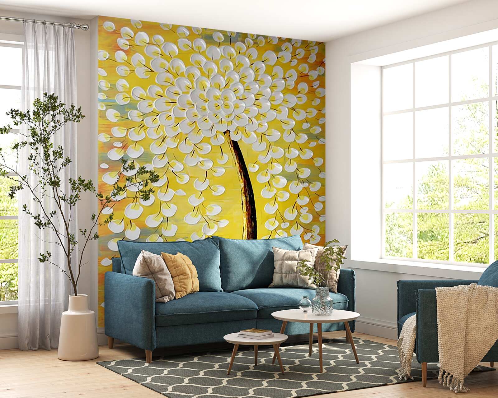 Fototapeta olejomaľba zobrazujúca kvitnúci strom