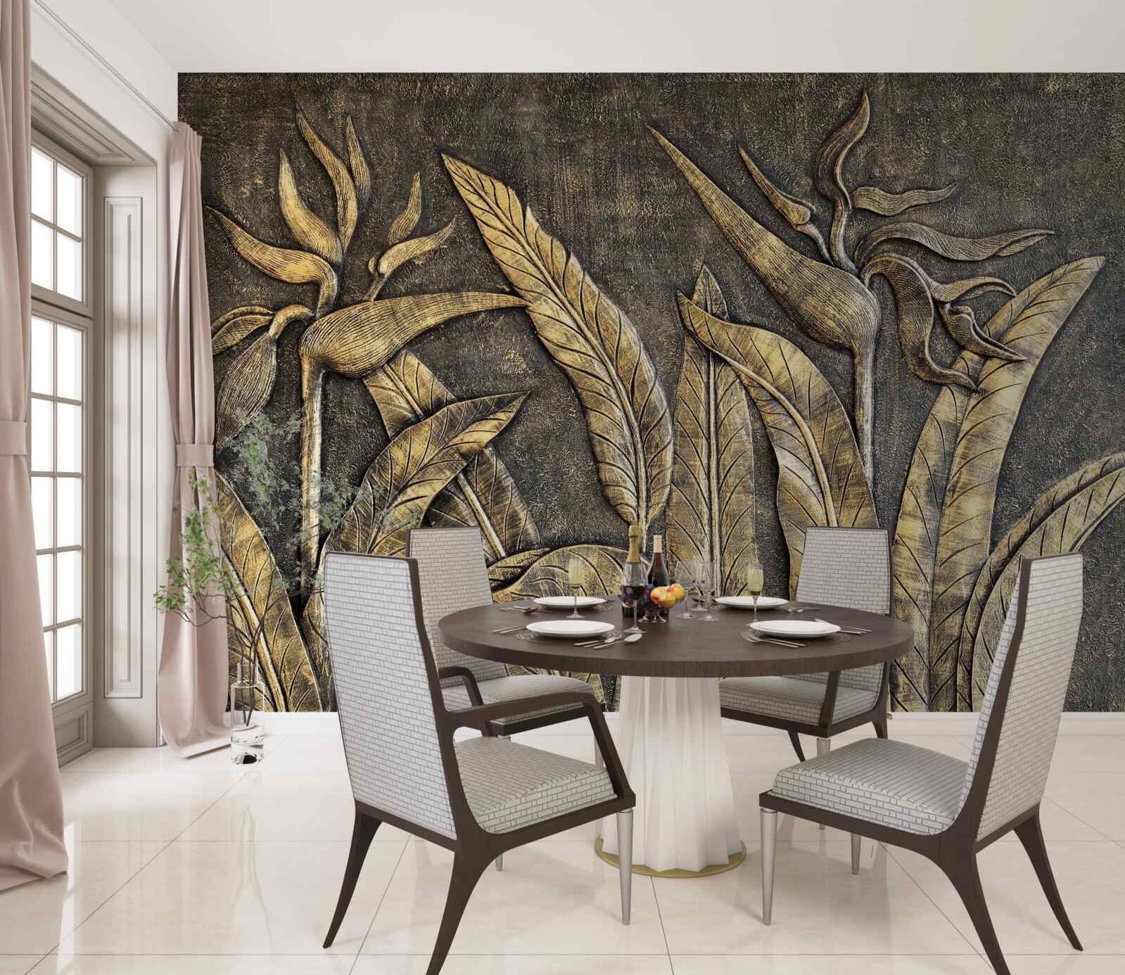 Fototapeta textúry tropickej flóry v odtieňoch hnedej