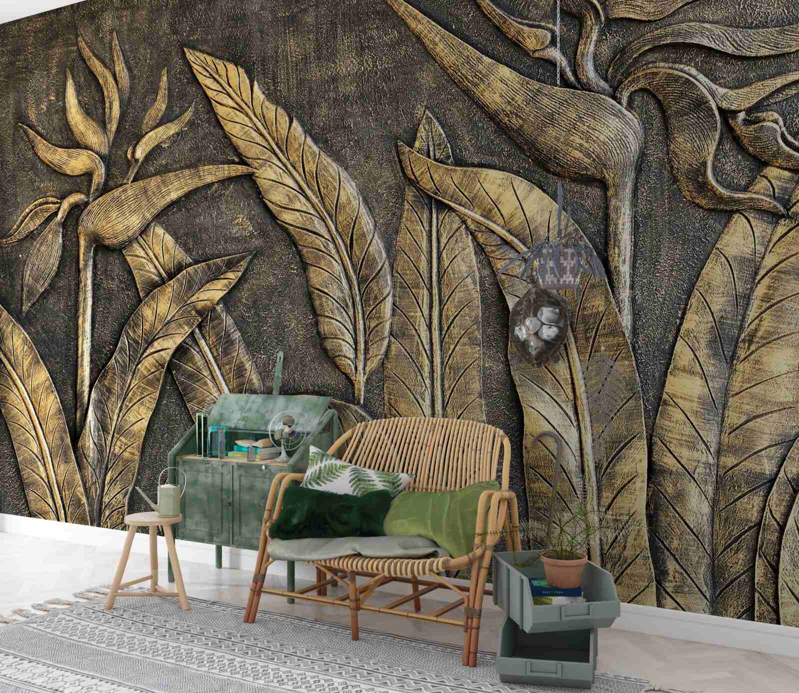 Fototapeta textúry tropickej flóry v odtieňoch hnedej