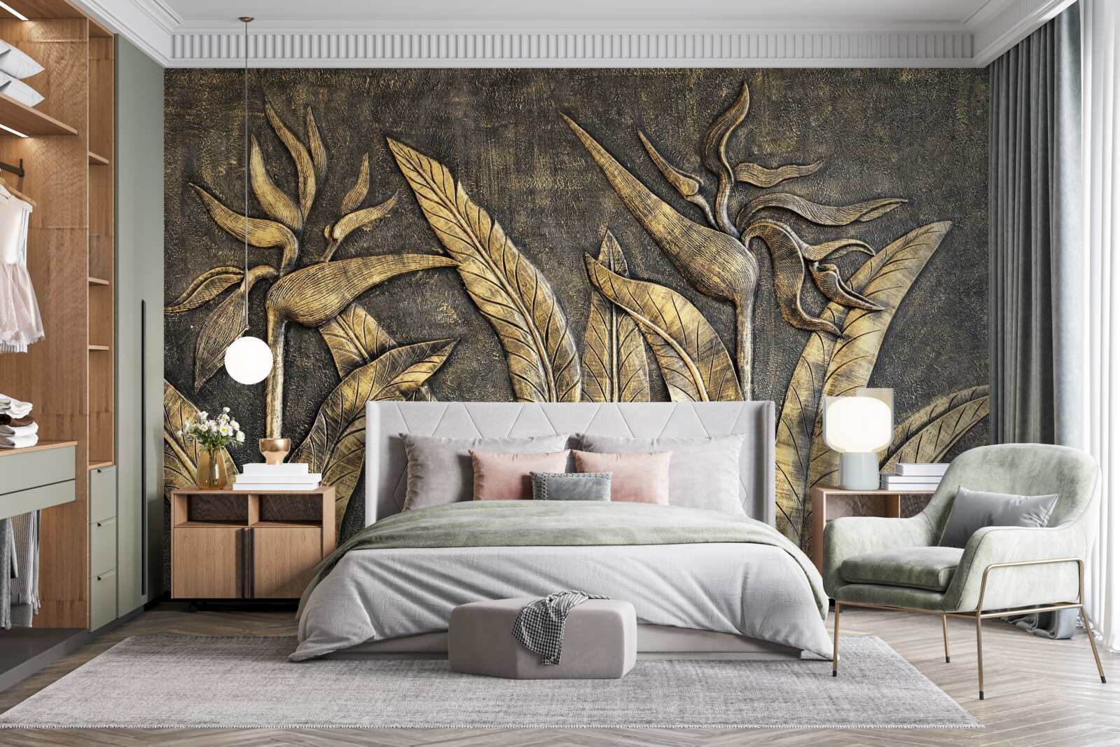 Fototapeta textúry tropickej flóry v odtieňoch hnedej