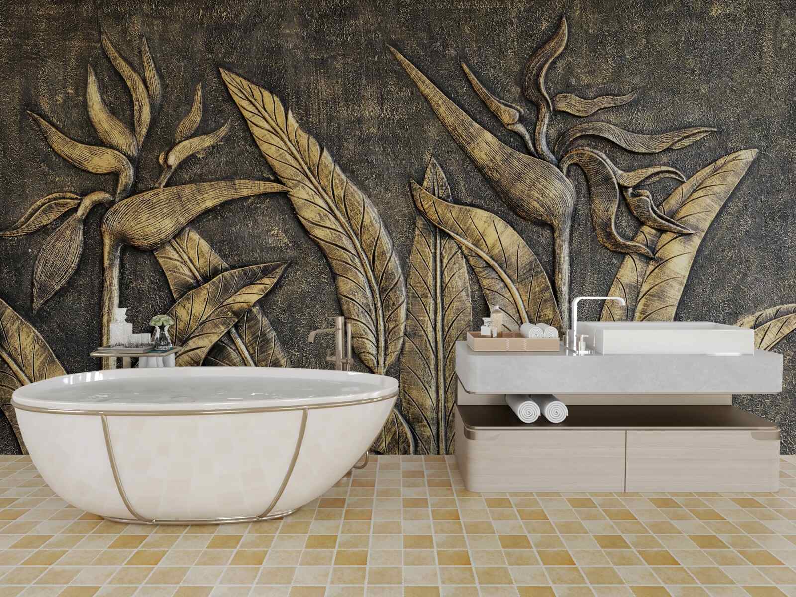 Fototapeta textúry tropickej flóry v odtieňoch hnedej