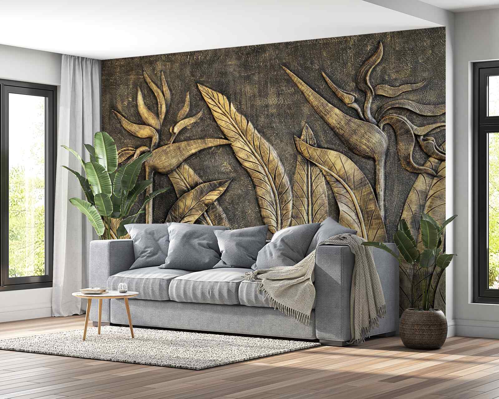 Fototapeta textúry tropickej flóry v odtieňoch hnedej