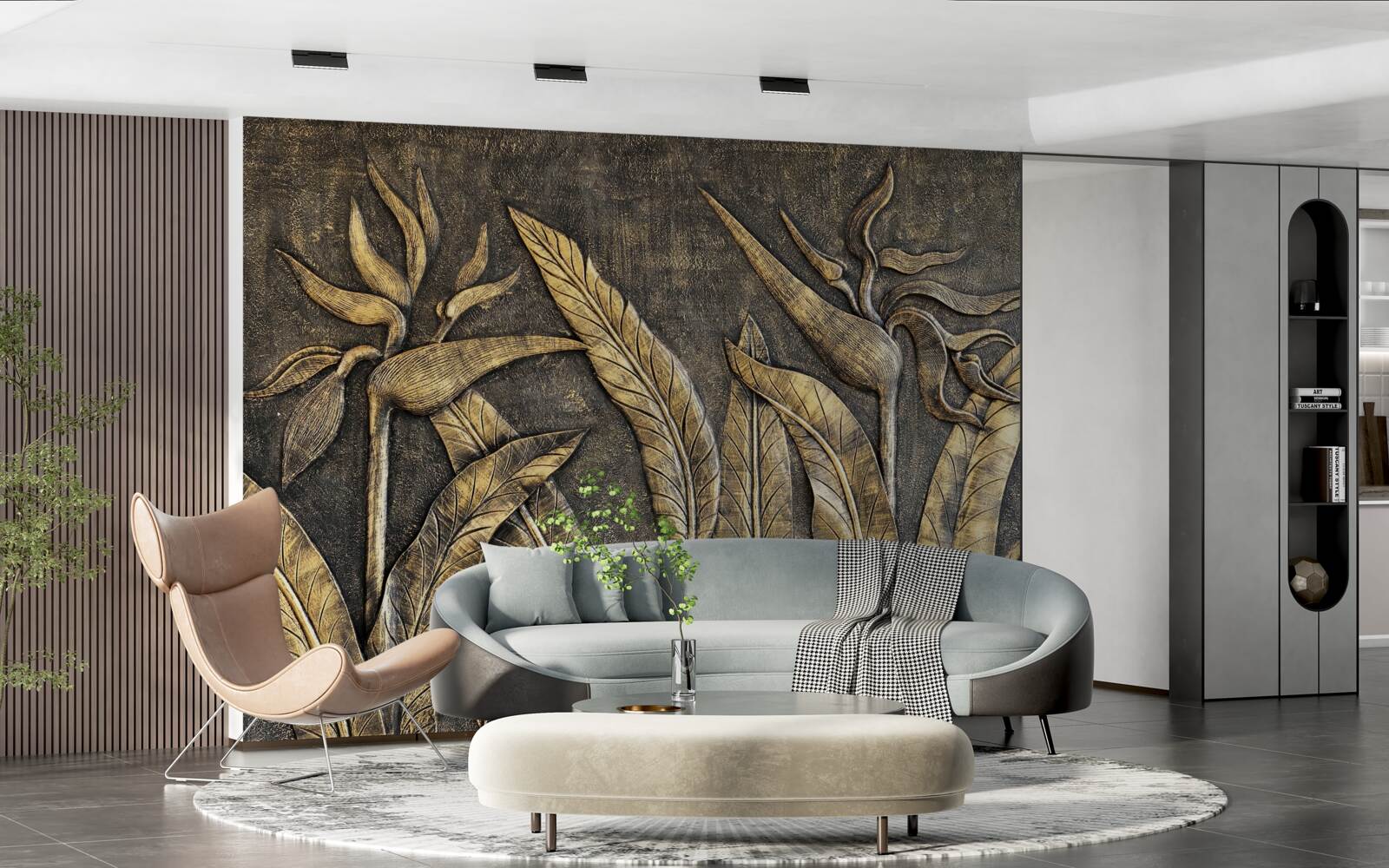 Fototapeta textúry tropickej flóry v odtieňoch hnedej