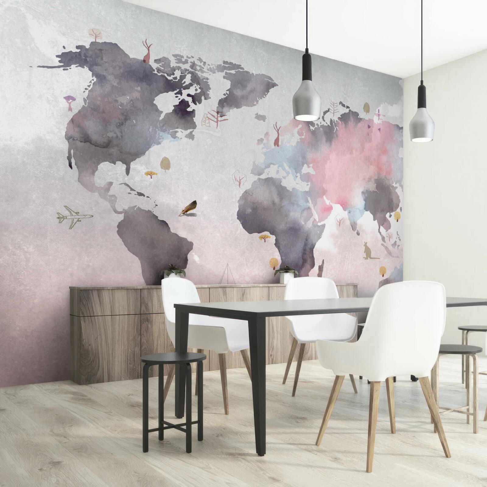 Fototapeta mapa sveta vyrobená akvarelom