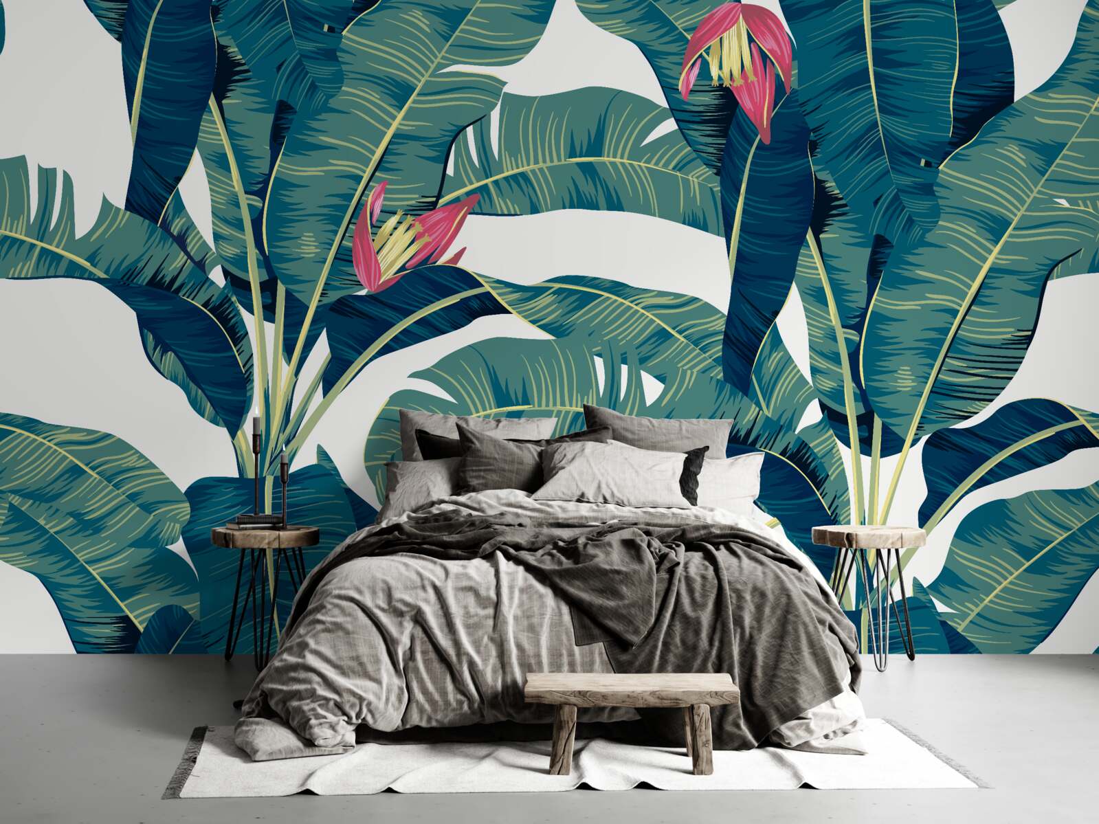 Fototapeta kvety medzi zelenými tropickými listami