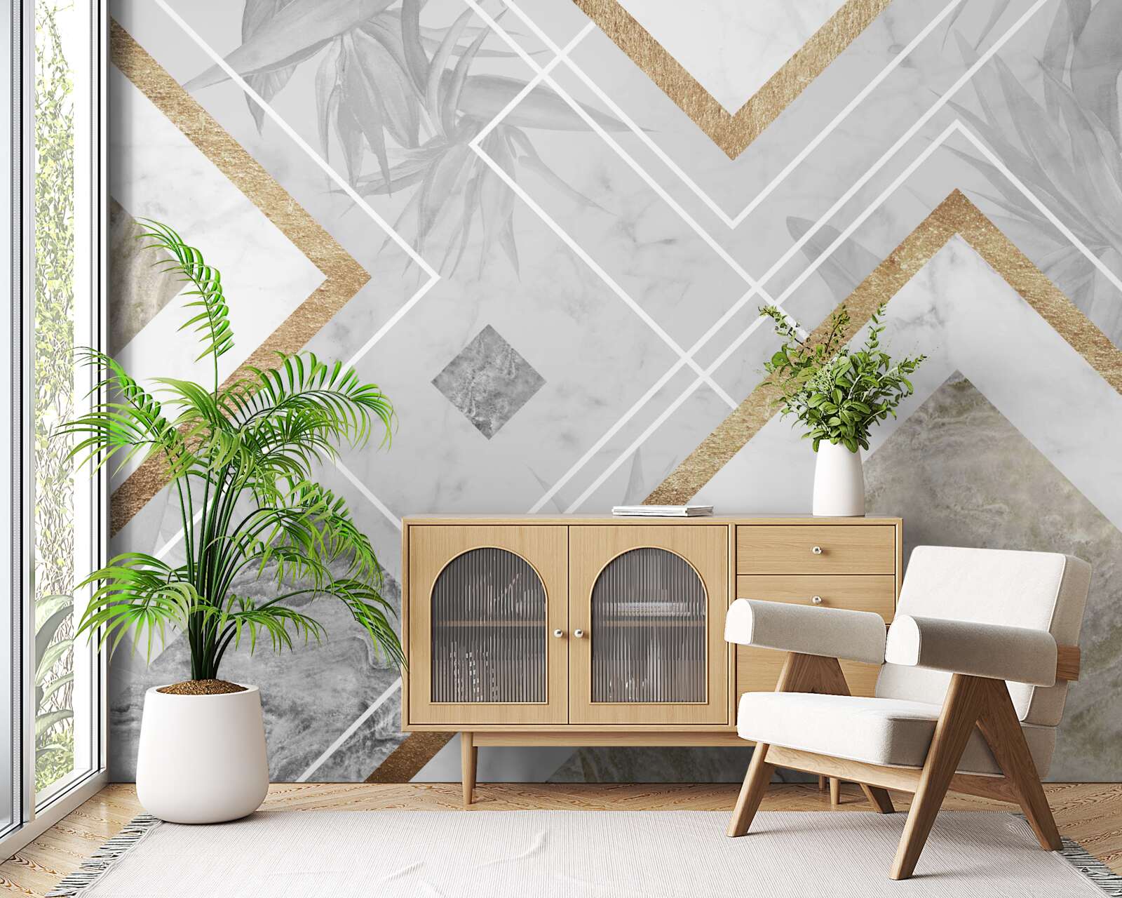 Fototapeta obdĺžnikové čiary na mramore