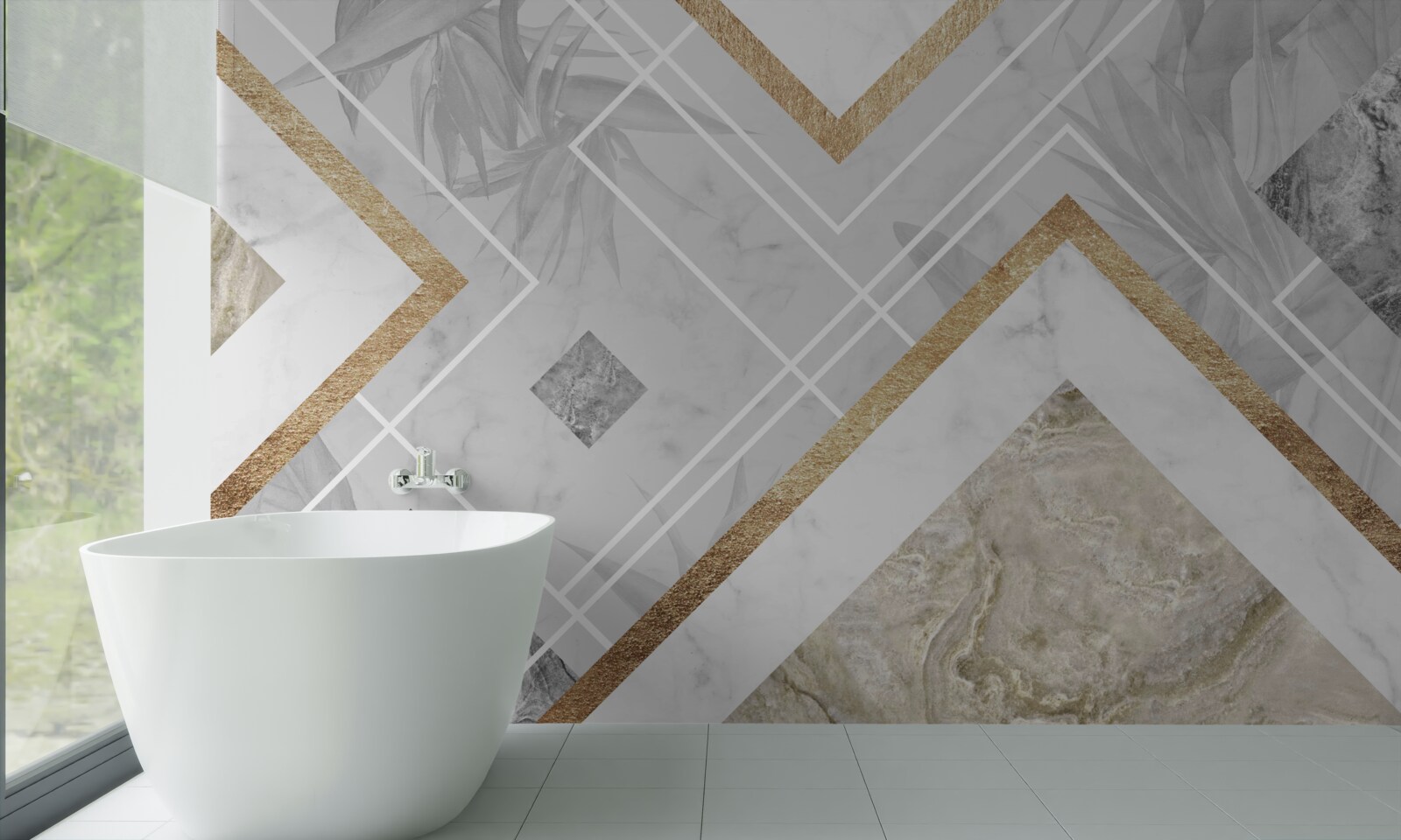 Fototapeta obdĺžnikové čiary na mramore