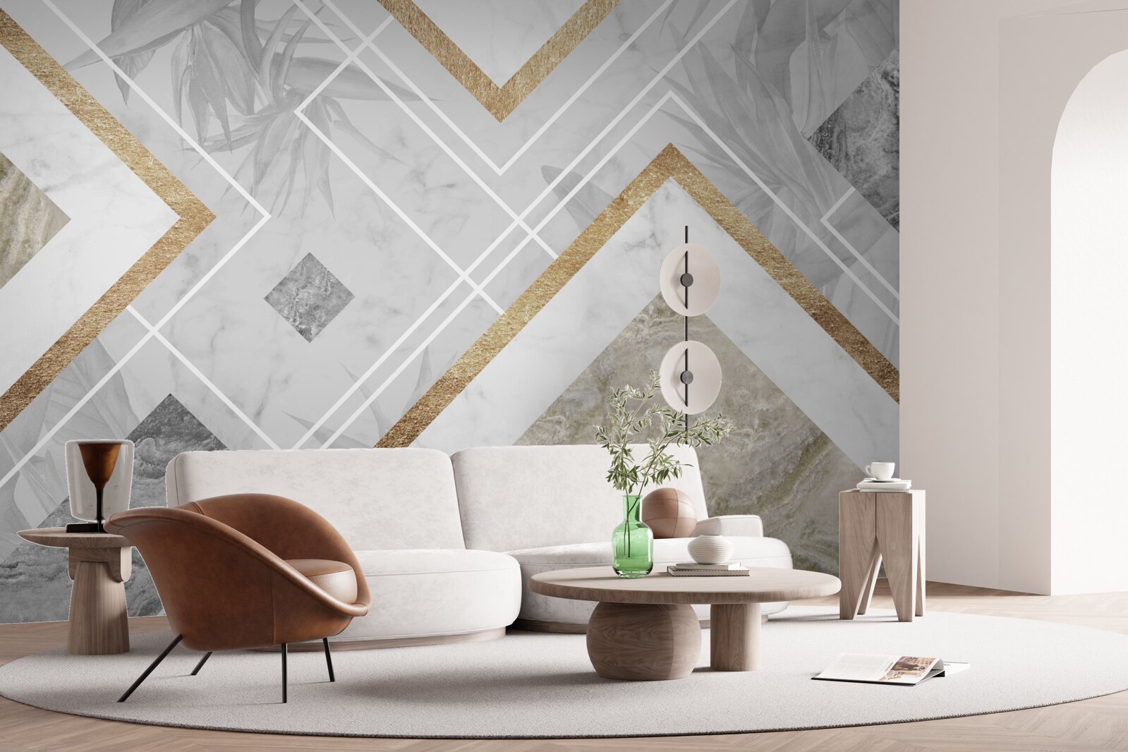 Fototapeta obdĺžnikové čiary na mramore