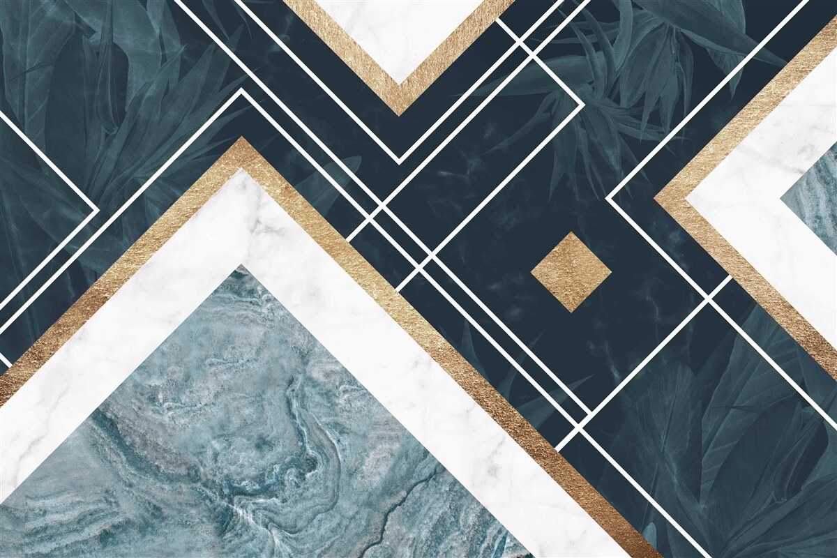 Fototapeta modrá mozaika s bielymi prvkami